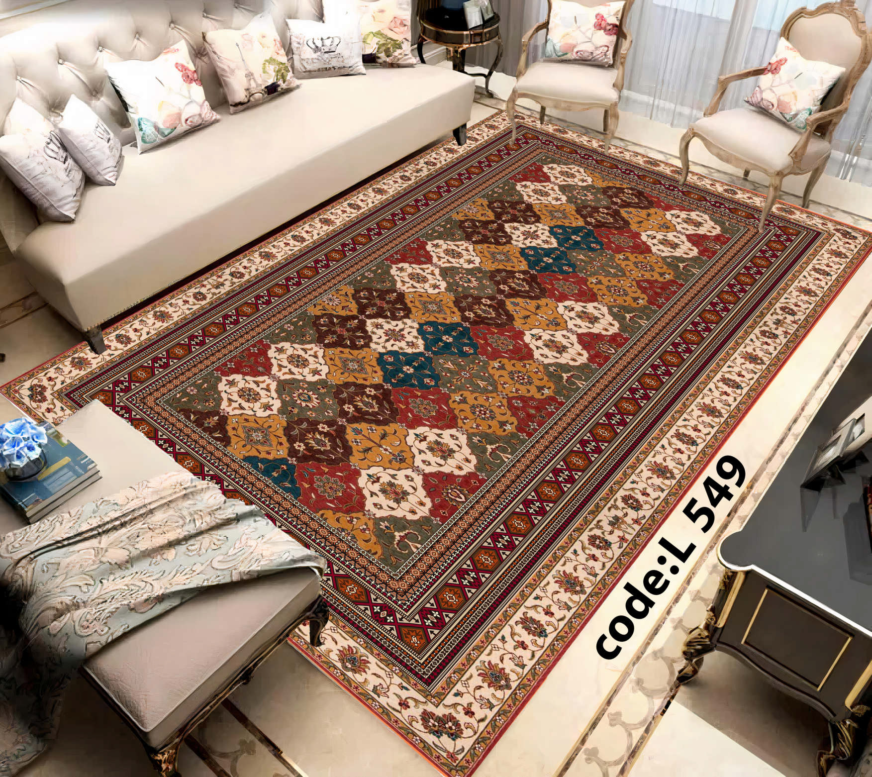 روفرشی کشدار (کاور فرش) و فرشینه و پادری کالای خواب متین کد L 549