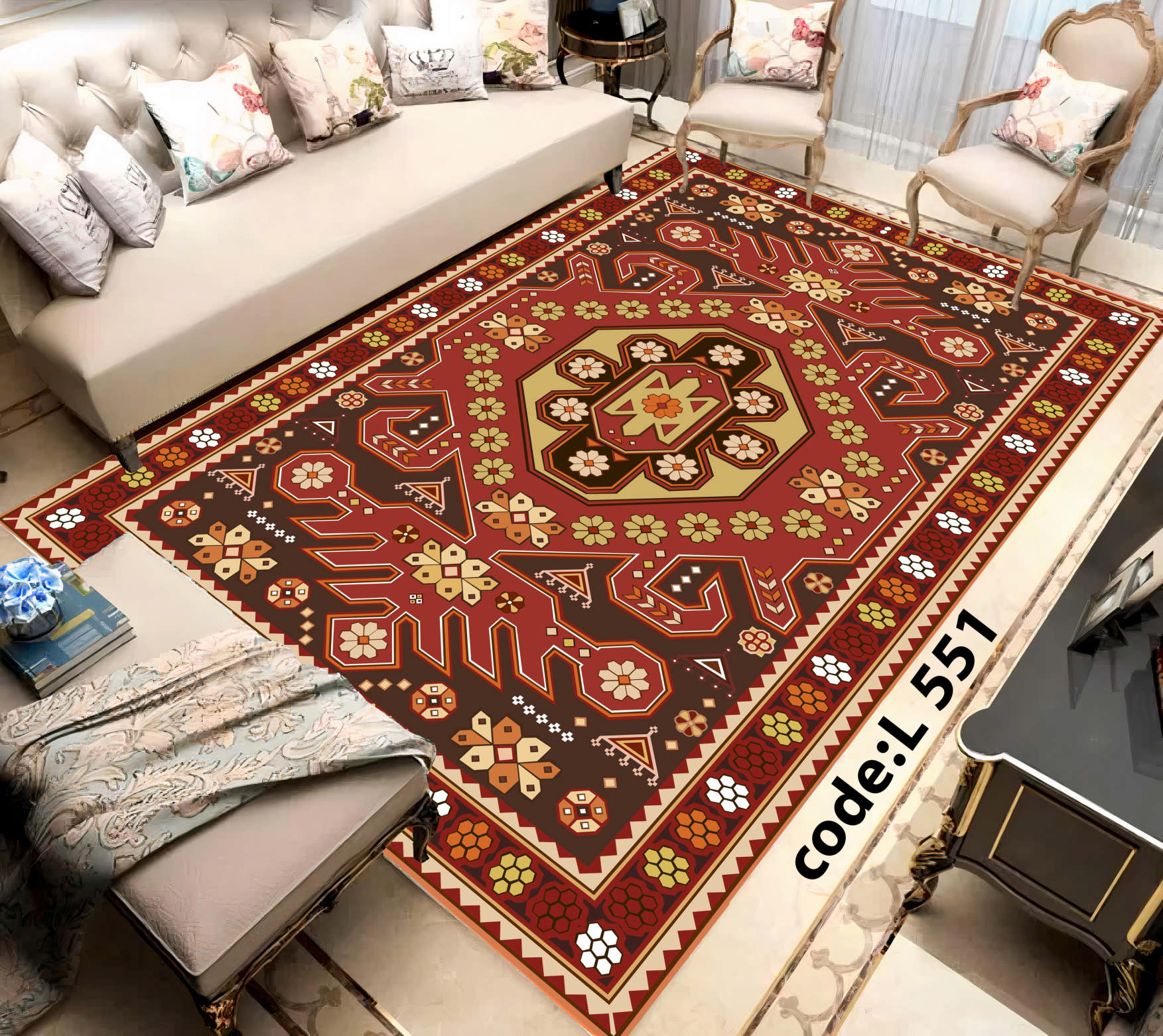روفرشی کشدار (کاور فرش) و فرشینه و پادری کالای خواب متین کد L 551