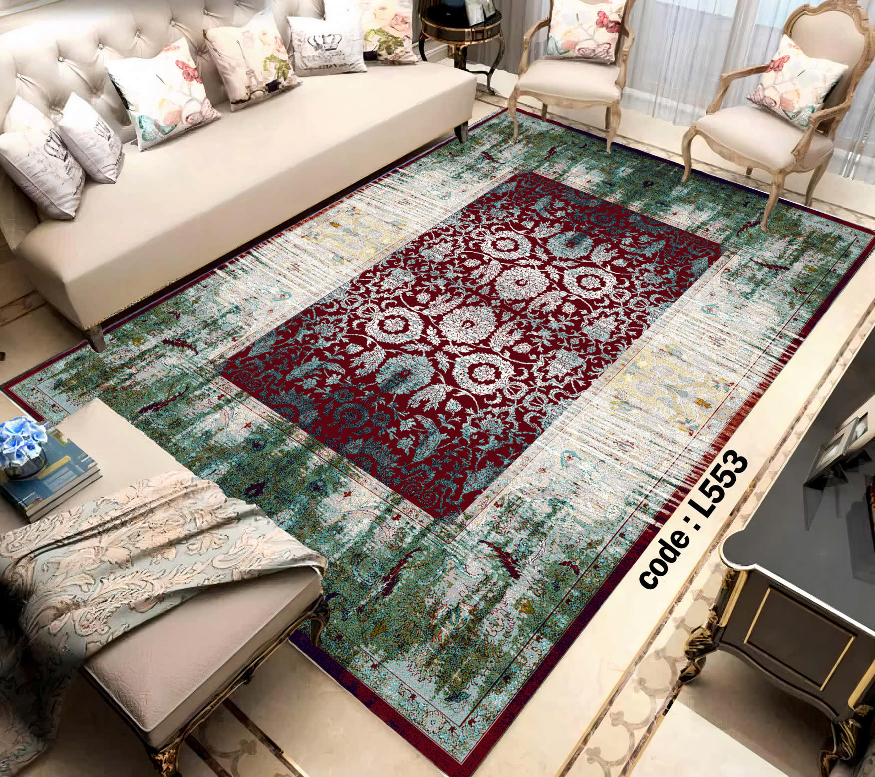 روفرشی کشدار (کاور فرش) و فرشینه و پادری کالای خواب متین کد L 553