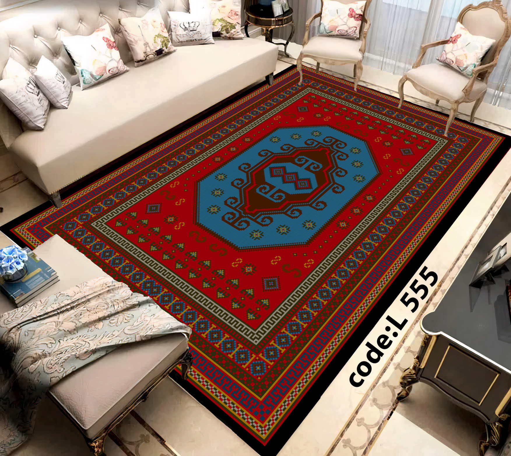 روفرشی کشدار (کاور فرش) و فرشینه و پادری کالای خواب متین کد L 555
