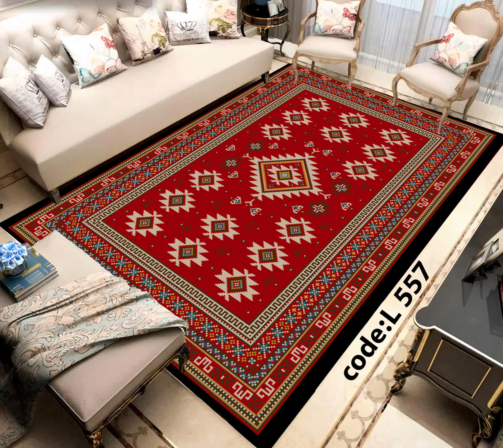 روفرشی کشدار (کاور فرش) و فرشینه و پادری کالای خواب متین کد L 557