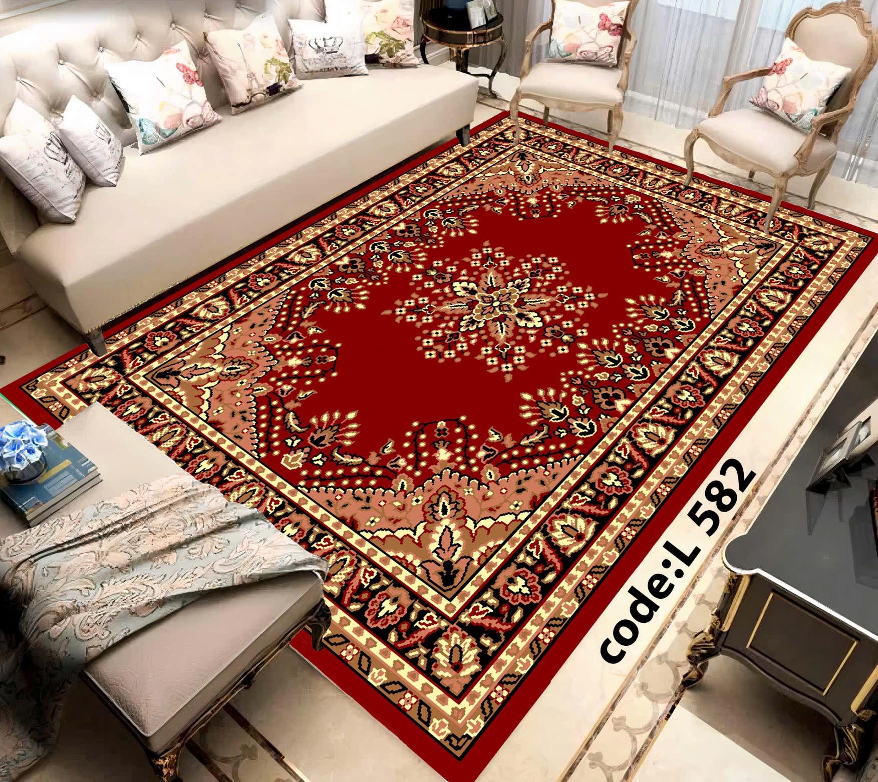 روفرشی کشدار (کاور فرش) و فرشینه و پادری کالای خواب متین کد L 582