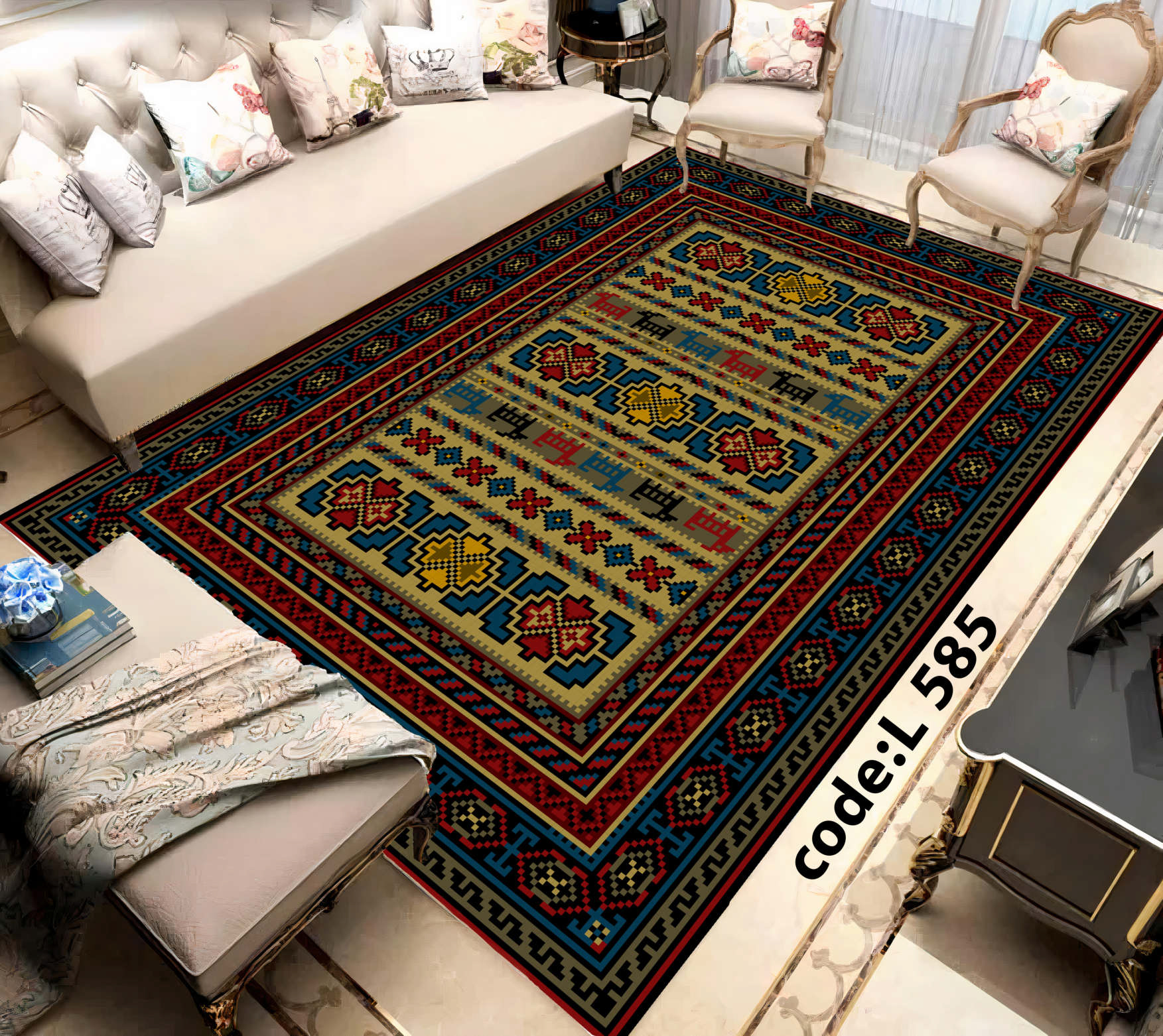 روفرشی کشدار (کاور فرش) و فرشینه و پادری کالای خواب متین کد L 585