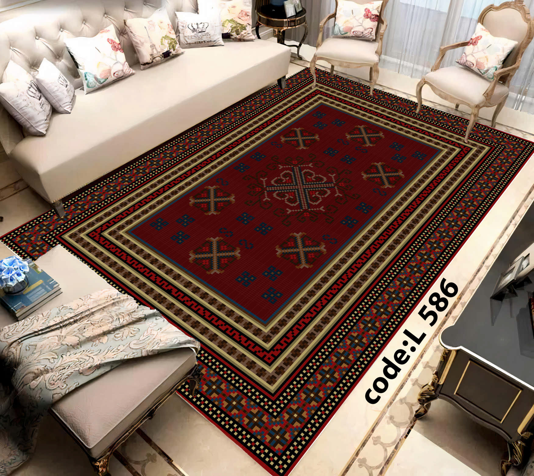روفرشی کشدار (کاور فرش) و فرشینه و پادری کالای خواب متین کد L 586