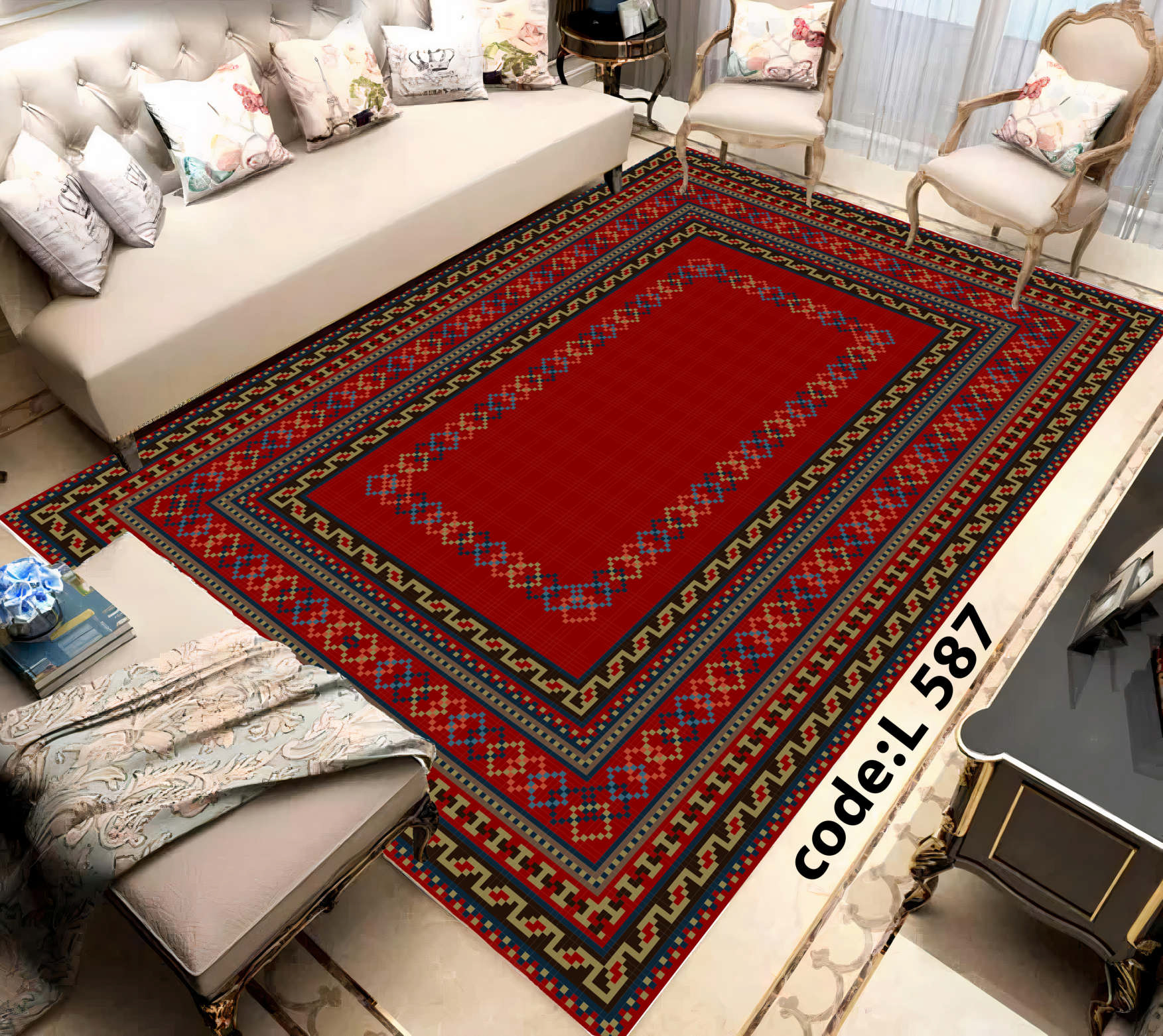 روفرشی کشدار (کاور فرش) و فرشینه و پادری کالای خواب متین کد L 587