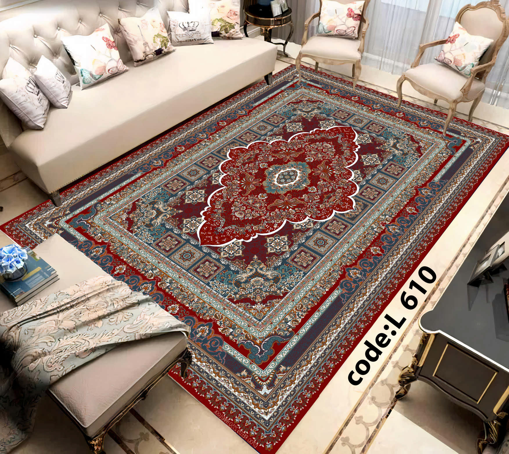 روفرشی کشدار (کاور فرش) و فرشینه و پادری کالای خواب متین کد L 610