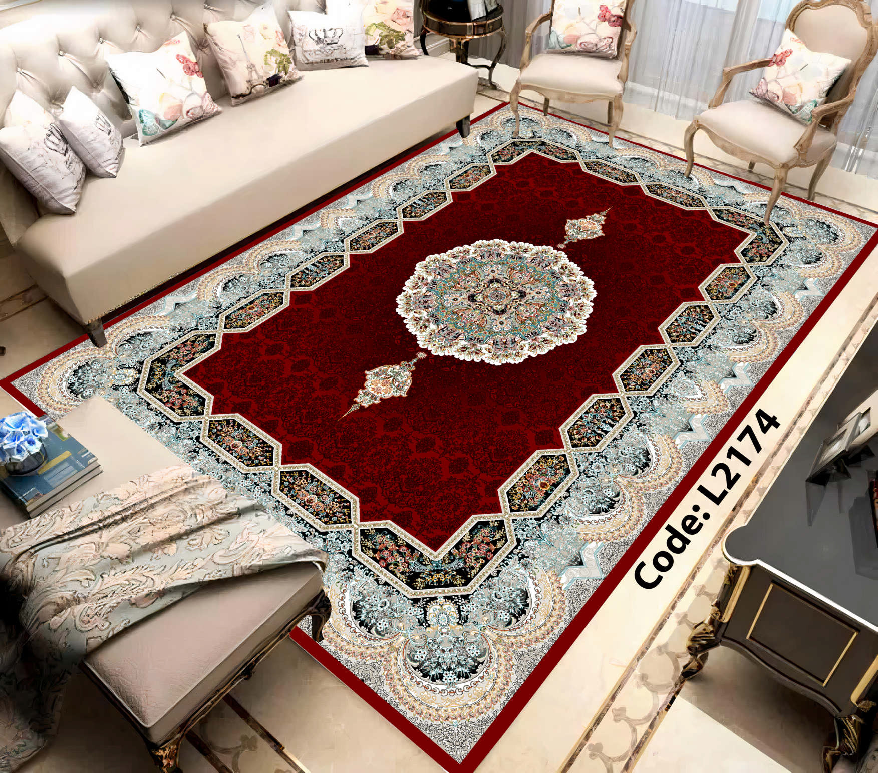 روفرشی کشدار (کاور فرش) و فرشینه و پادری کالای خواب متین کد L 2174