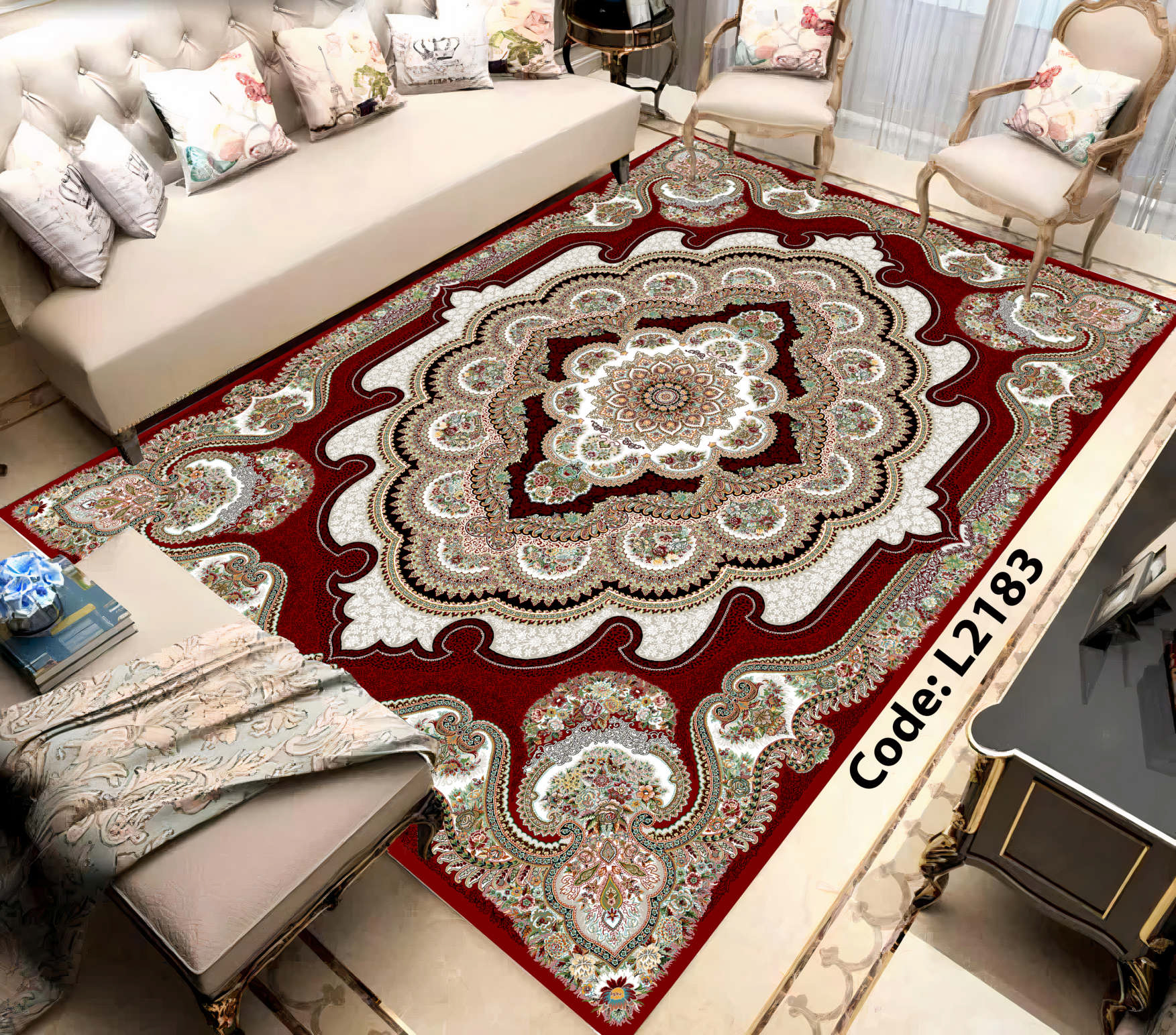 روفرشی کشدار (کاور فرش) و فرشینه و پادری کالای خواب متین کد L 2183