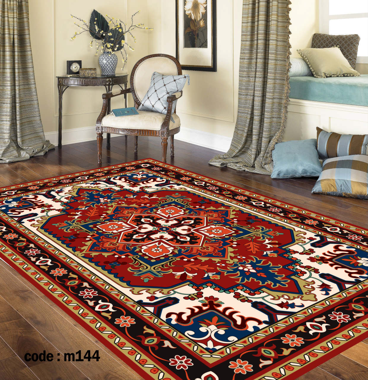 روفرشی کشدار (کاور فرش) و فرشینه و پادری کالای خواب متین کد m 144