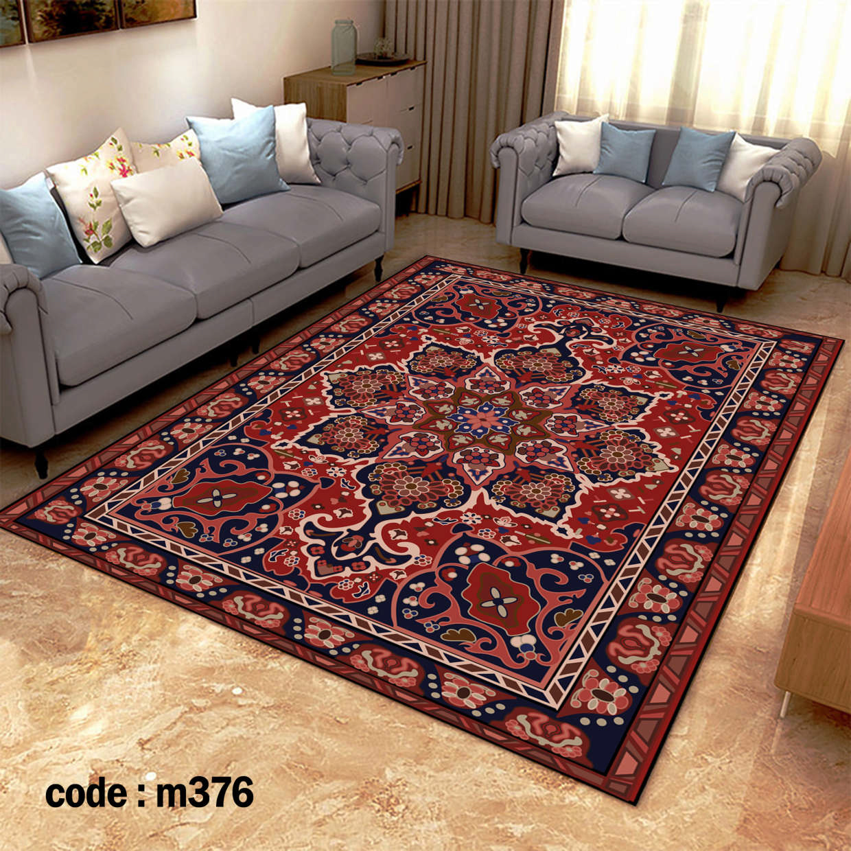 روفرشی کشدار (کاور فرش) و فرشینه و پادری کالای خواب متین کد m 376