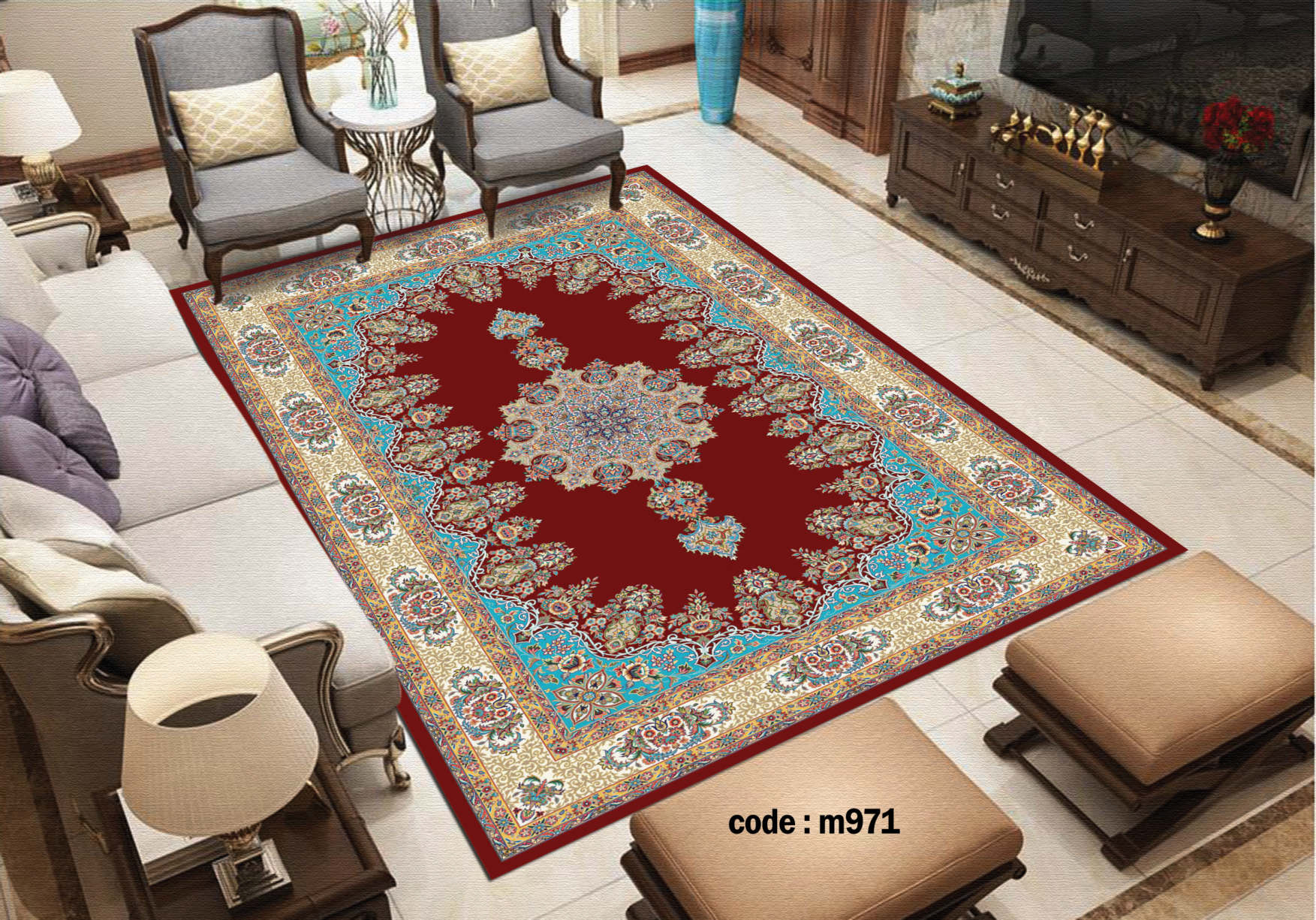 روفرشی کشدار (کاور فرش) و فرشینه و پادری کالای خواب متین کد m 971