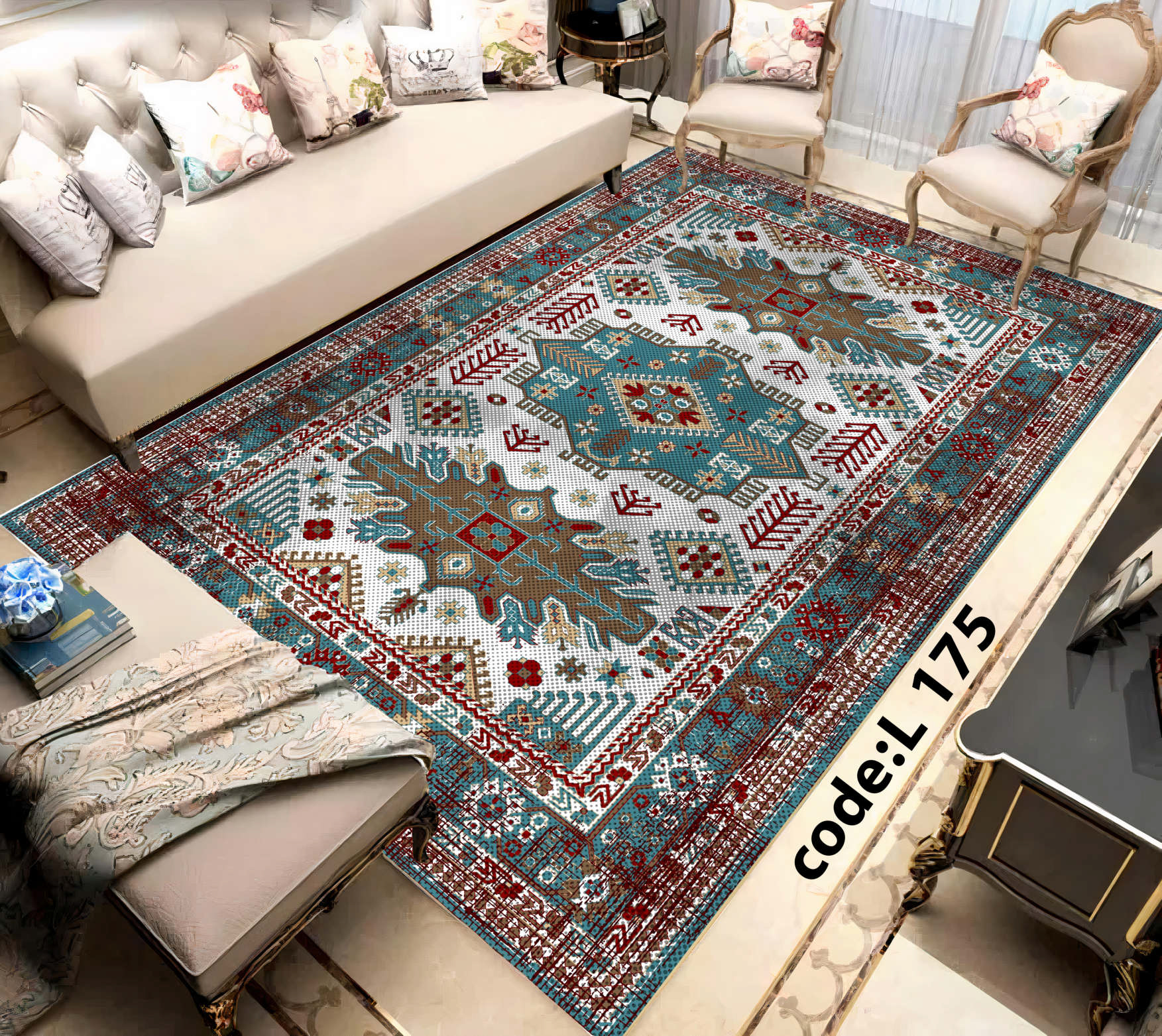 روفرشی کشدار (کاور فرش) و فرشینه و پادری کالای خواب متین کد L 175