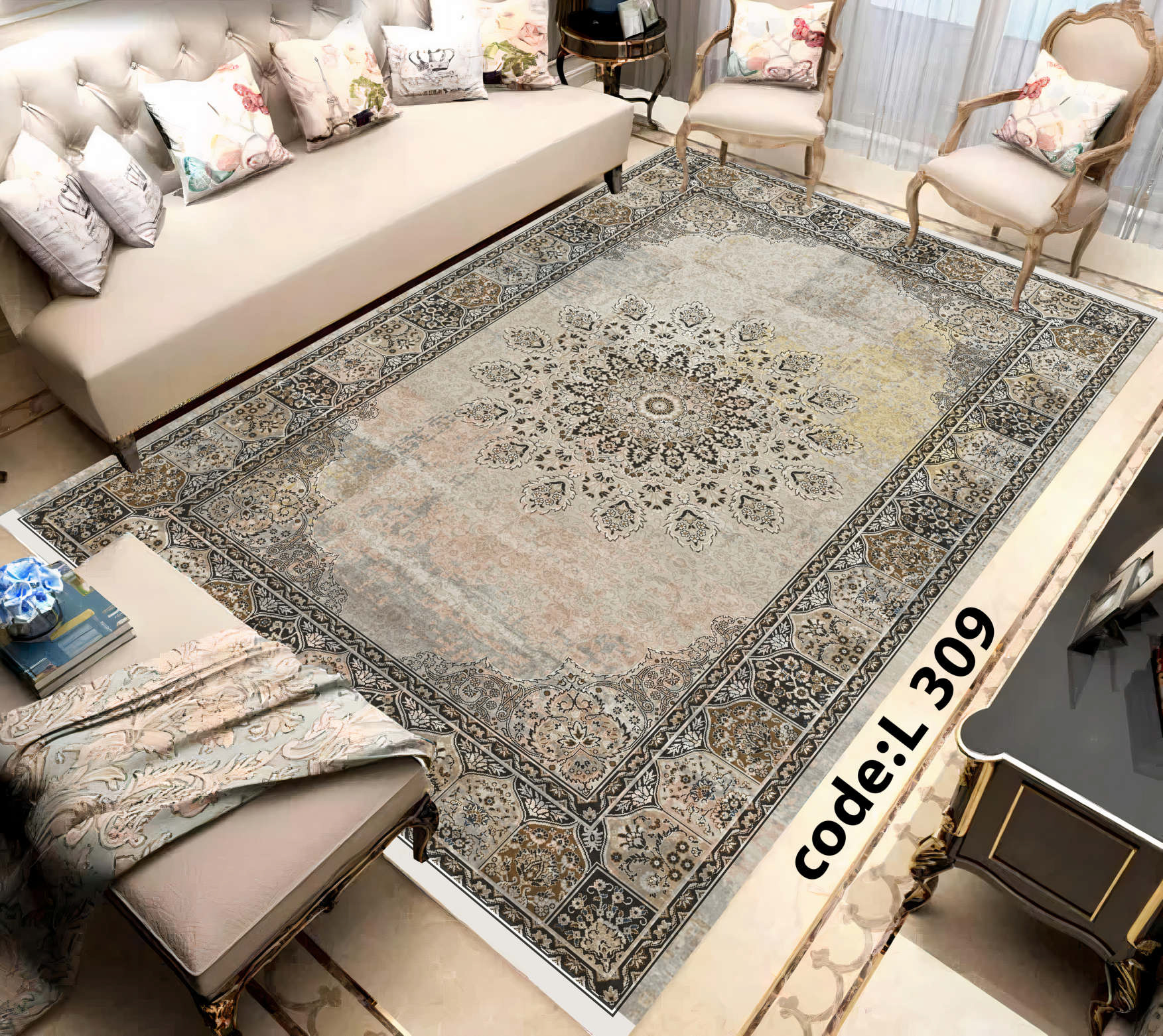 روفرشی کشدار (کاور فرش) و فرشینه و پادری کالای خواب متین کد L 309
