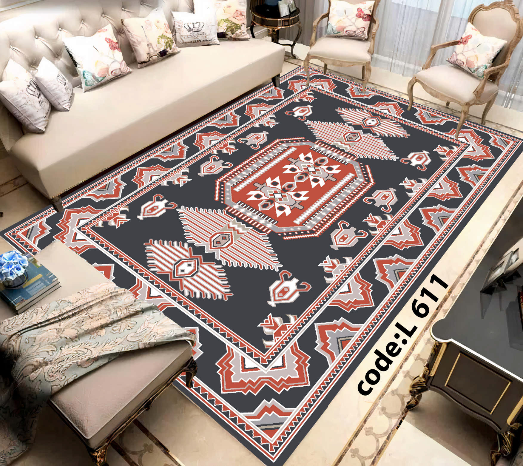 روفرشی کشدار (کاور فرش) و فرشینه و پادری کالای خواب متین کد L 611