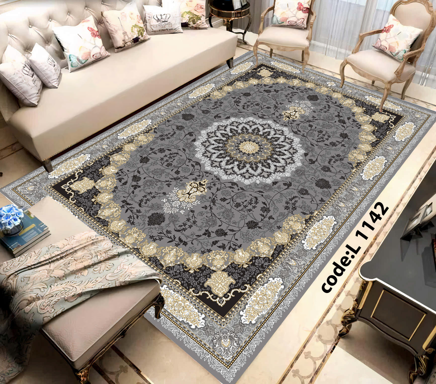 روفرشی کشدار (کاور فرش) و فرشینه و پادری کالای خواب متین کد L 1142