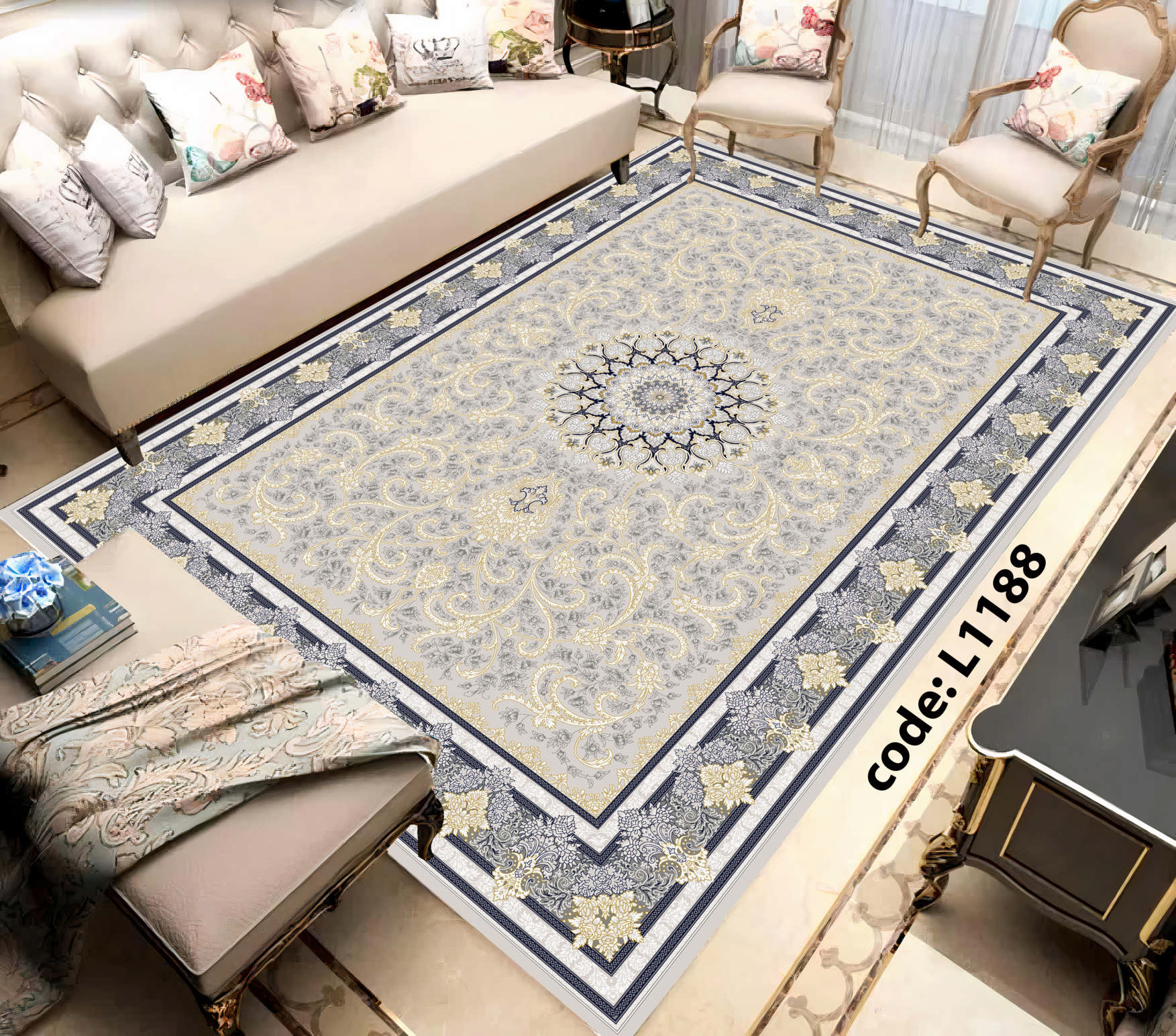 روفرشی کشدار (کاور فرش) و فرشینه و پادری کالای خواب متین کد L 1188