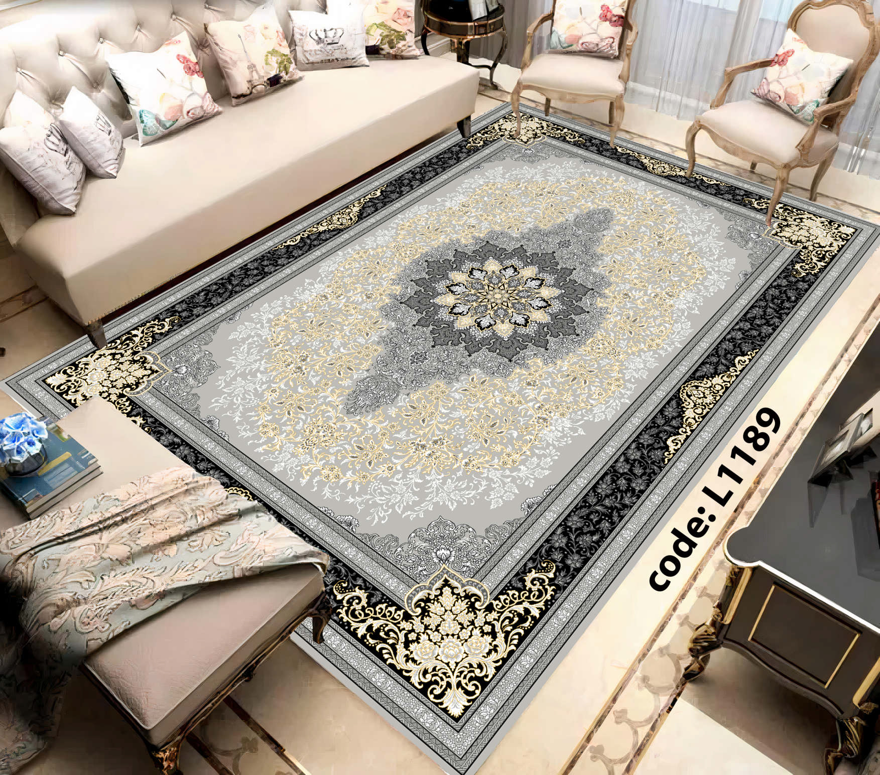 روفرشی کشدار (کاور فرش) و فرشینه و پادری کالای خواب متین کد L 1189