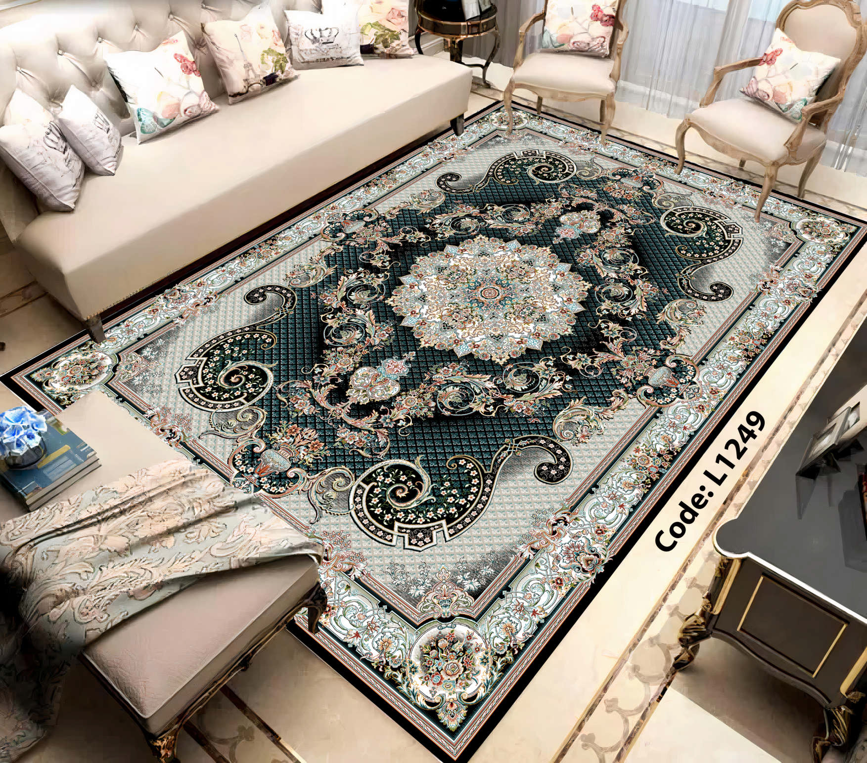 روفرشی کشدار (کاور فرش) و فرشینه و پادری کالای خواب متین کد L 1249