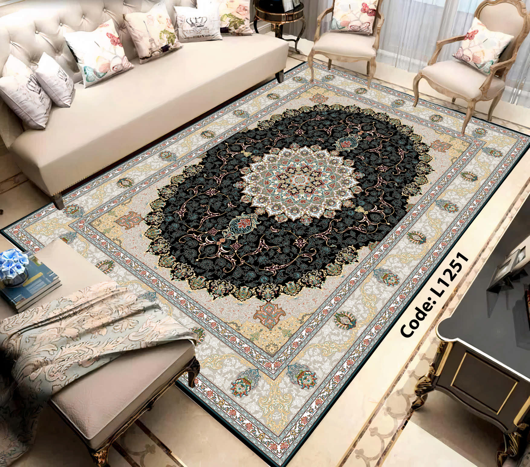 روفرشی کشدار (کاور فرش) و فرشینه و پادری کالای خواب متین کد L 1251