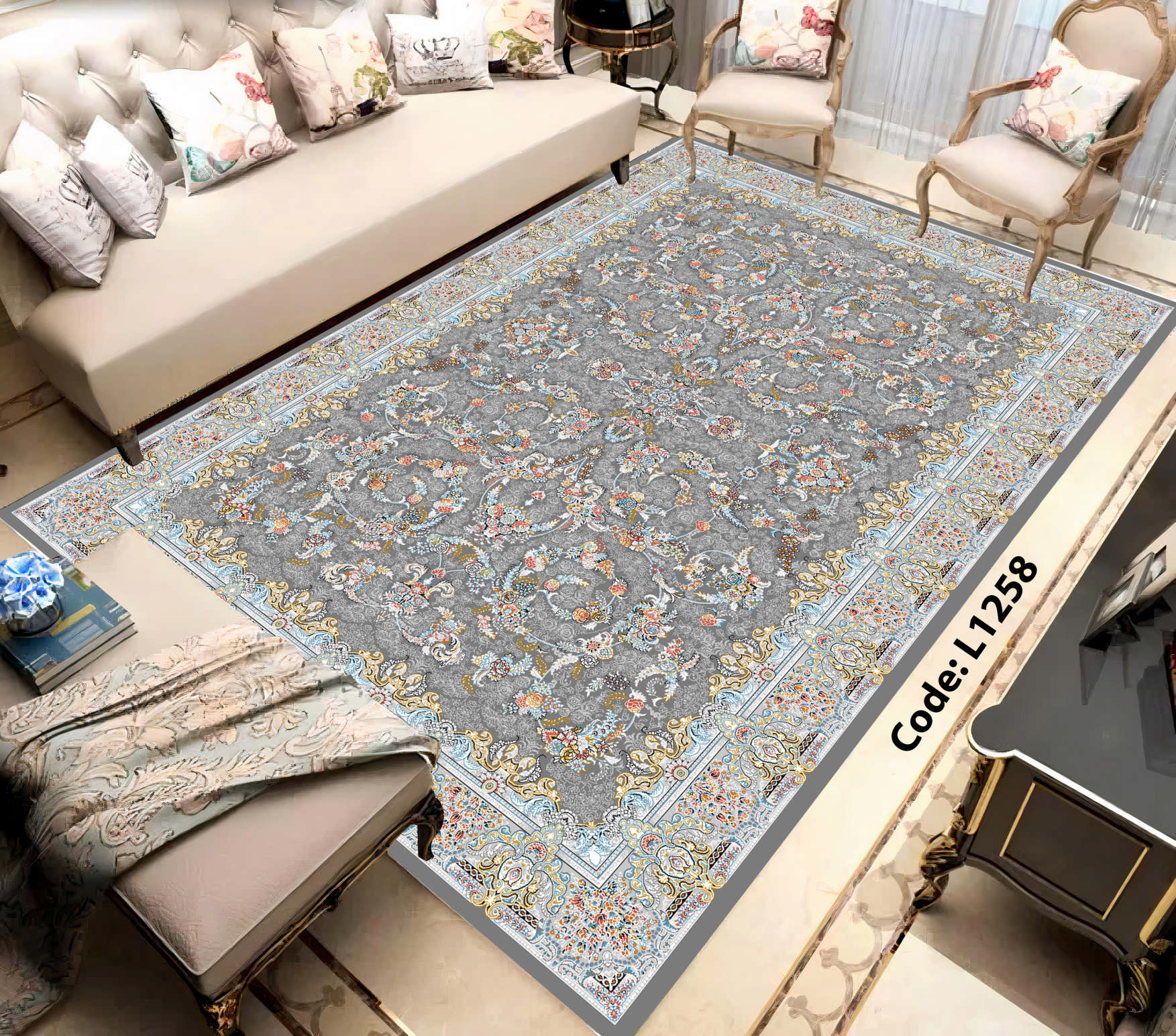 روفرشی کشدار (کاور فرش) و فرشینه و پادری کالای خواب متین کد L 1258