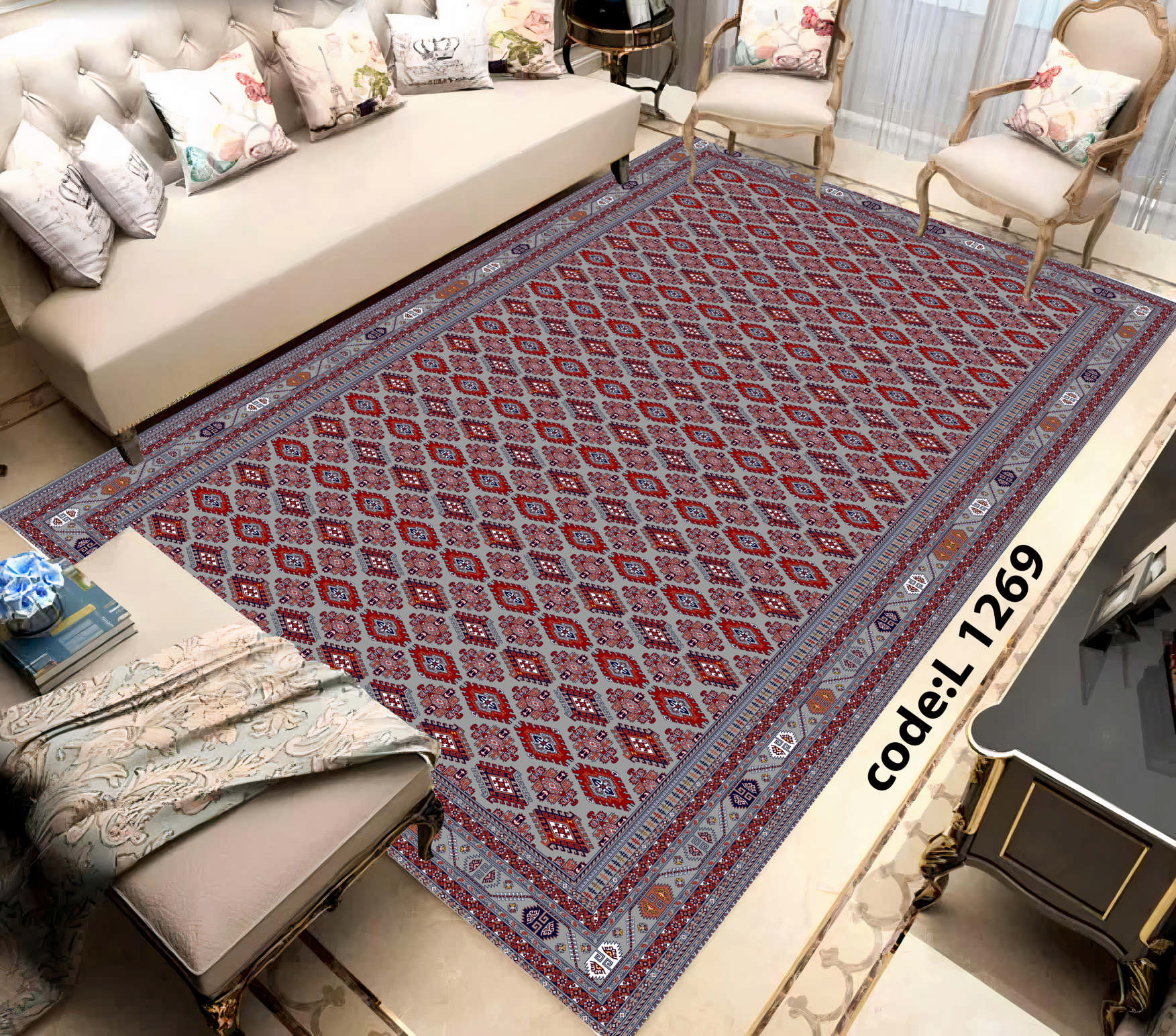 روفرشی کشدار (کاور فرش) و فرشینه و پادری کالای خواب متین کد L 1269