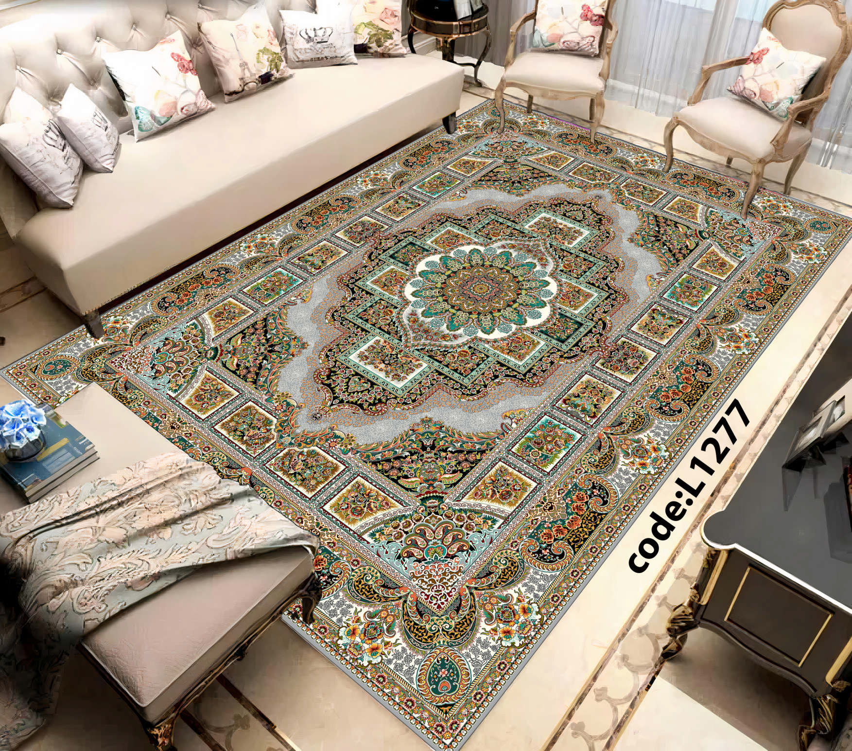 روفرشی کشدار (کاور فرش) و فرشینه و پادری کالای خواب متین کد L 1277