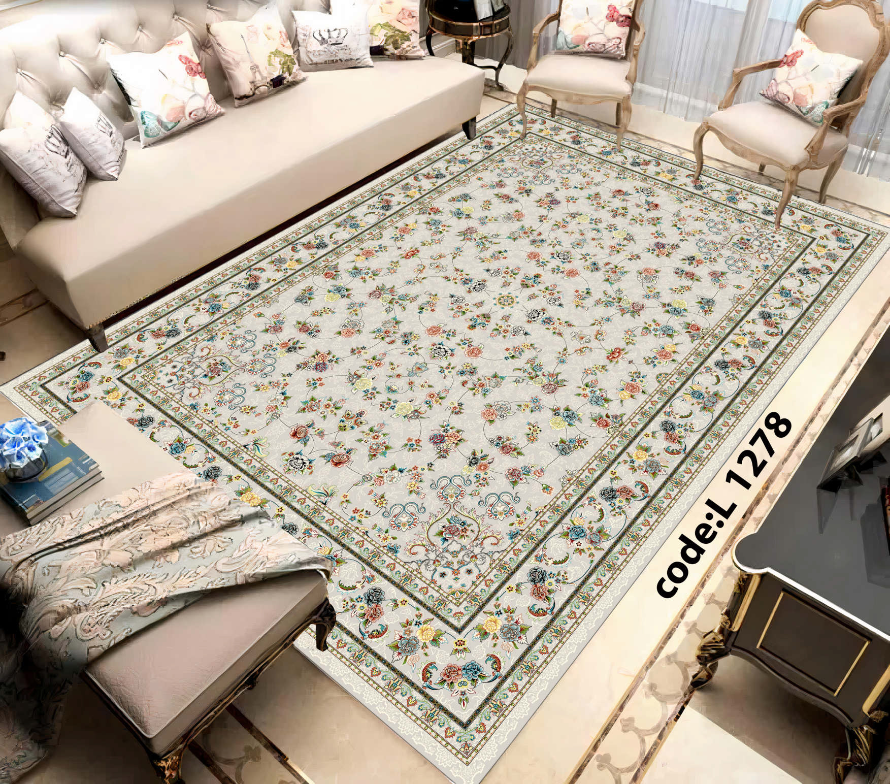 روفرشی کشدار (کاور فرش) و فرشینه و پادری کالای خواب متین کد L 1278