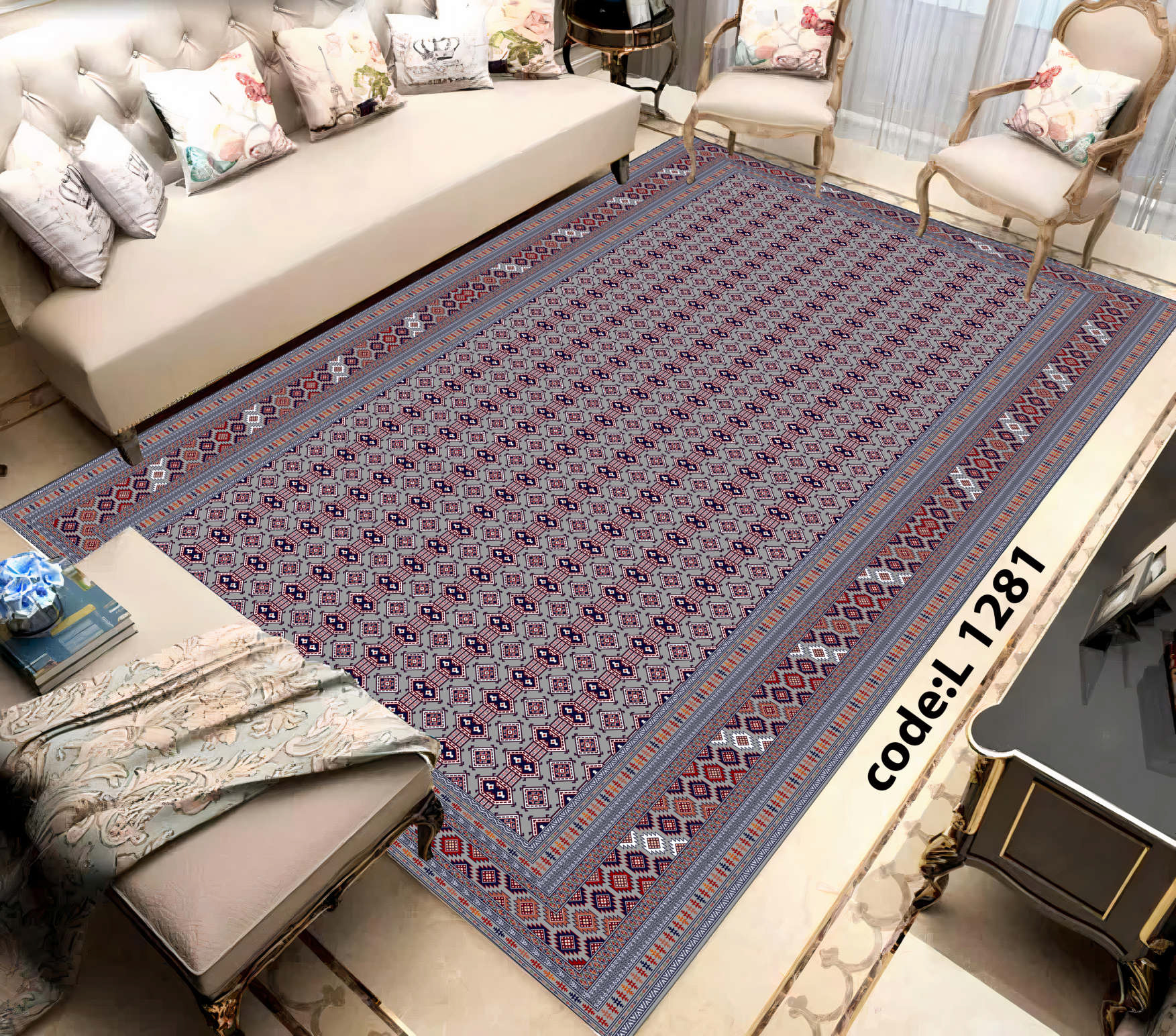 روفرشی کشدار (کاور فرش) و فرشینه و پادری کالای خواب متین کد L 1281