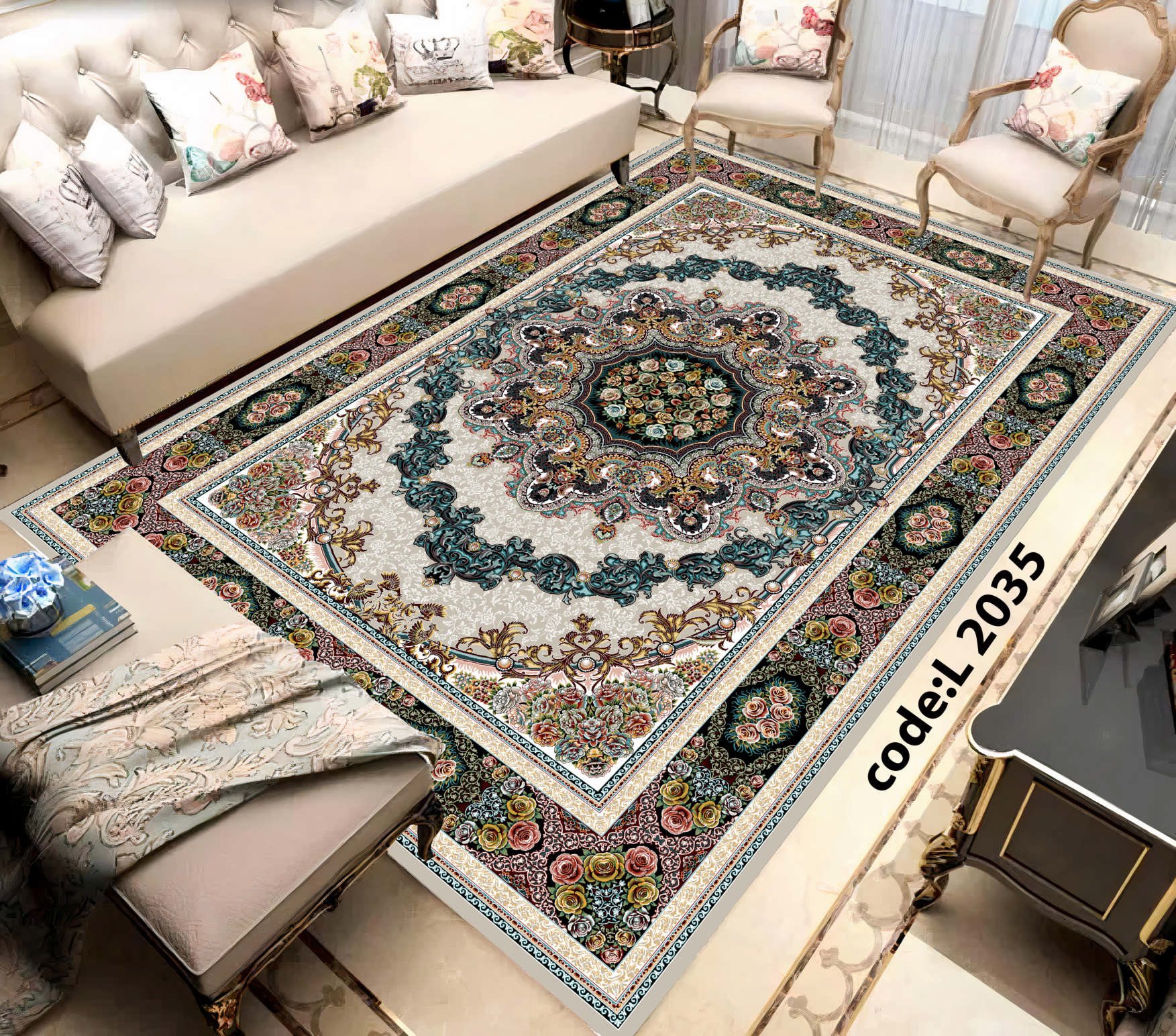 روفرشی کشدار (کاور فرش) و فرشینه و پادری کالای خواب متین کد L 2035