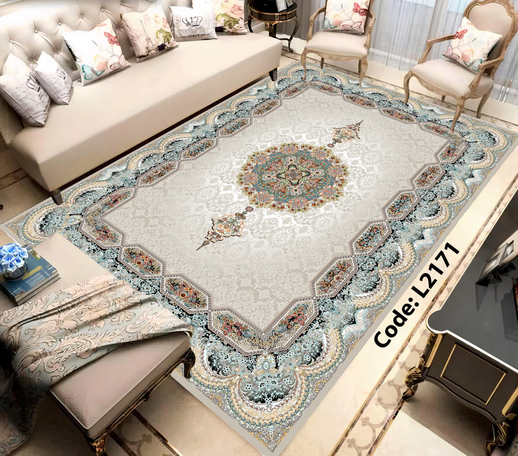 روفرشی کشدار (کاور فرش) و فرشینه و پادری کالای خواب متین کد L 2171