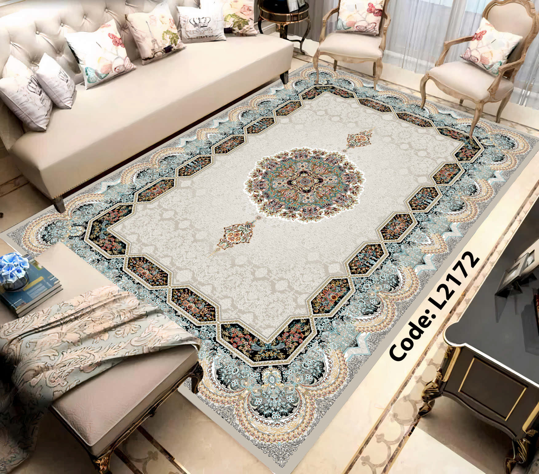 روفرشی کشدار (کاور فرش) و فرشینه و پادری کالای خواب متین کد L 2172