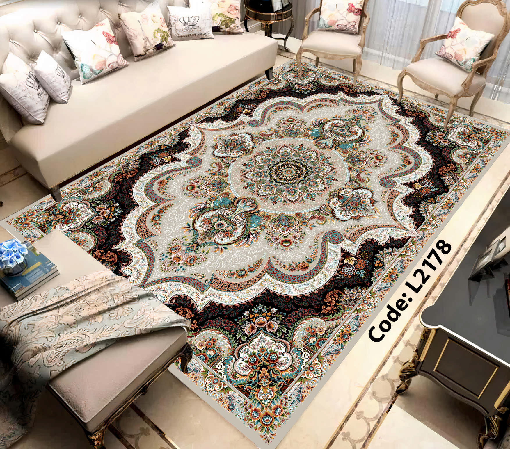 روفرشی کشدار (کاور فرش) و فرشینه و پادری کالای خواب متین کد L 2178
