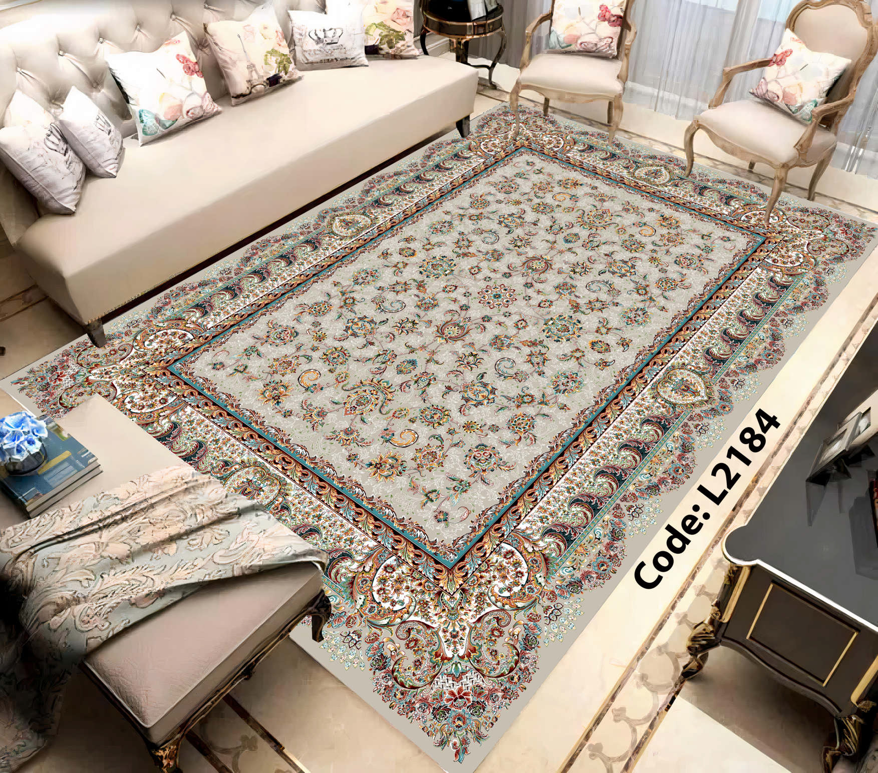 روفرشی کشدار (کاور فرش) و فرشینه و پادری کالای خواب متین کد L 2184