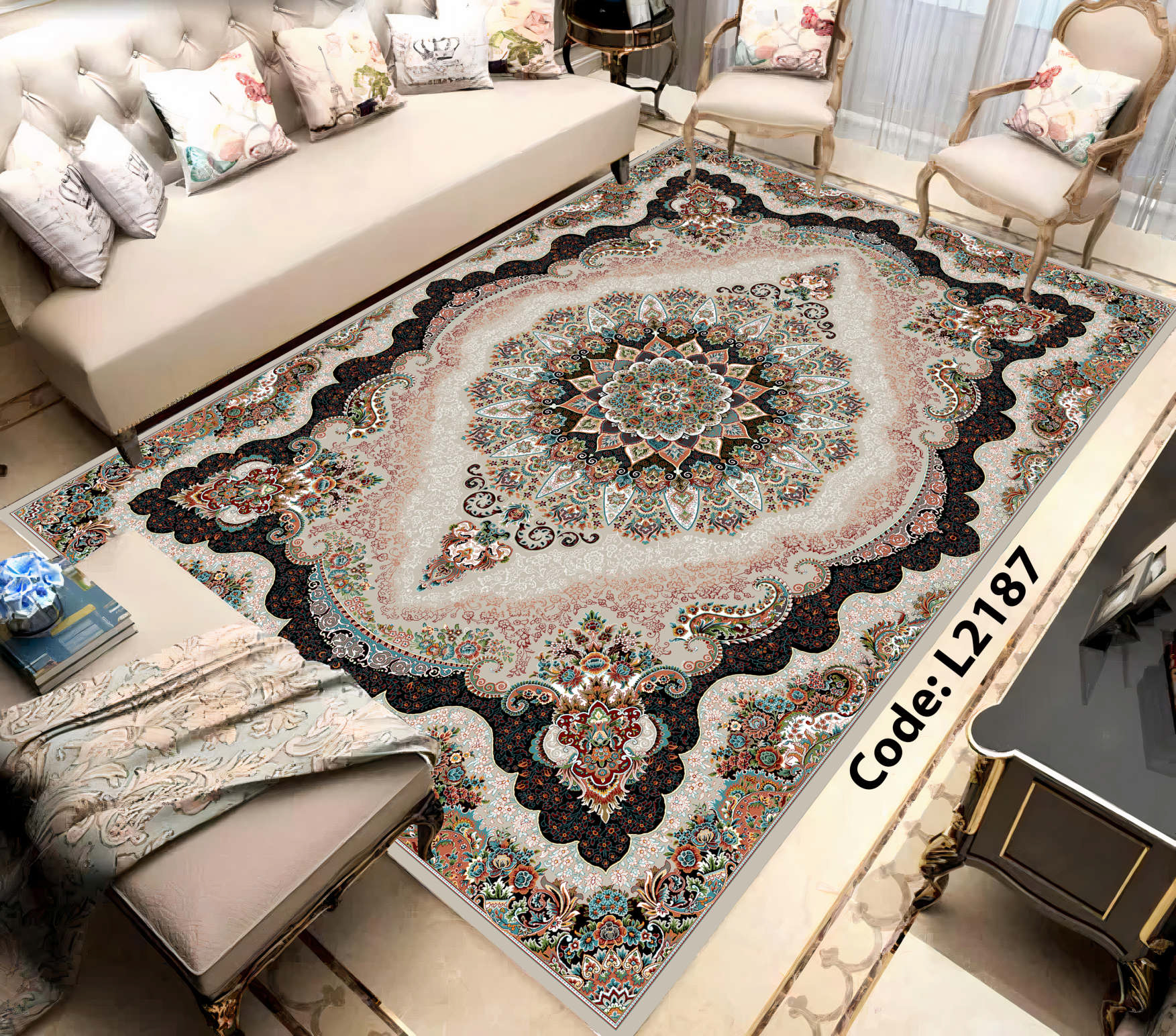 روفرشی کشدار (کاور فرش) و فرشینه و پادری کالای خواب متین کد L 2187