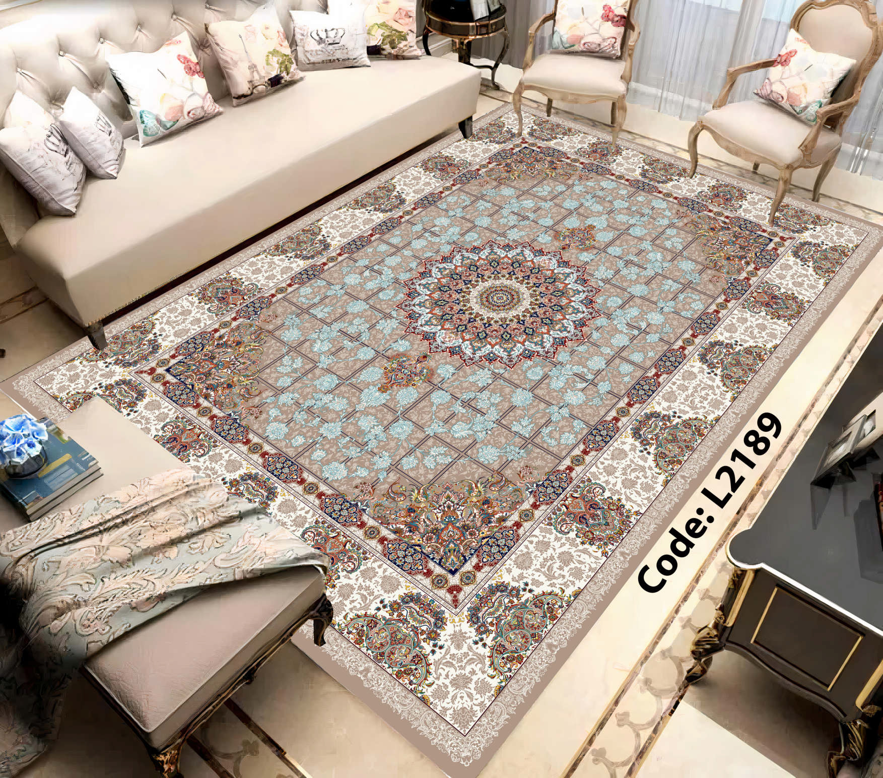 روفرشی کشدار (کاور فرش) و فرشینه و پادری کالای خواب متین کد L 2189