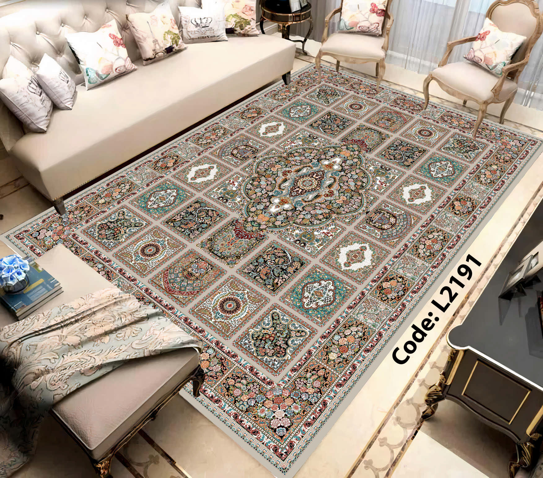 روفرشی کشدار (کاور فرش) و فرشینه و پادری کالای خواب متین کد L 2191