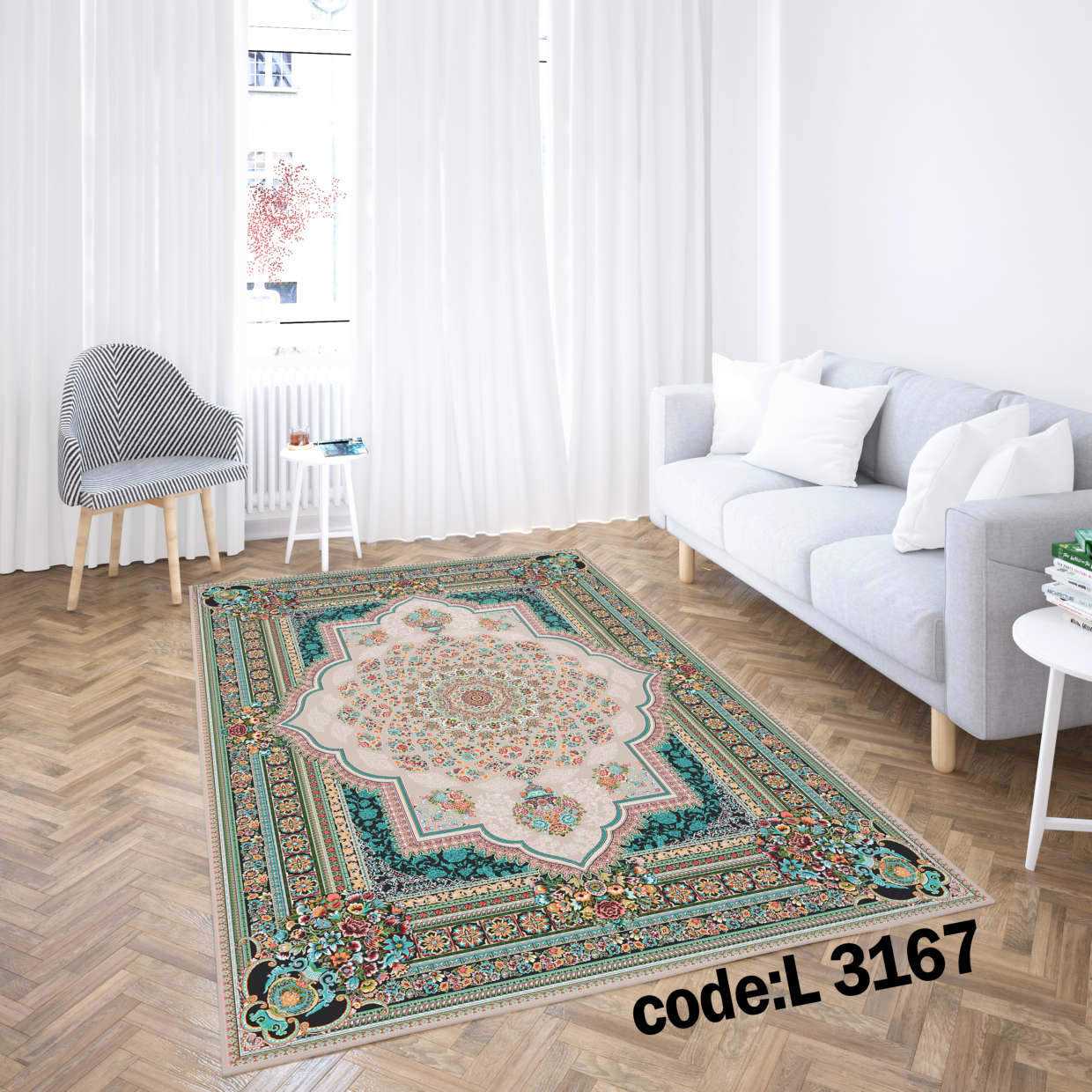 روفرشی کشدار (کاور فرش) و فرشینه و پادری کالای خواب متین کد L 3167