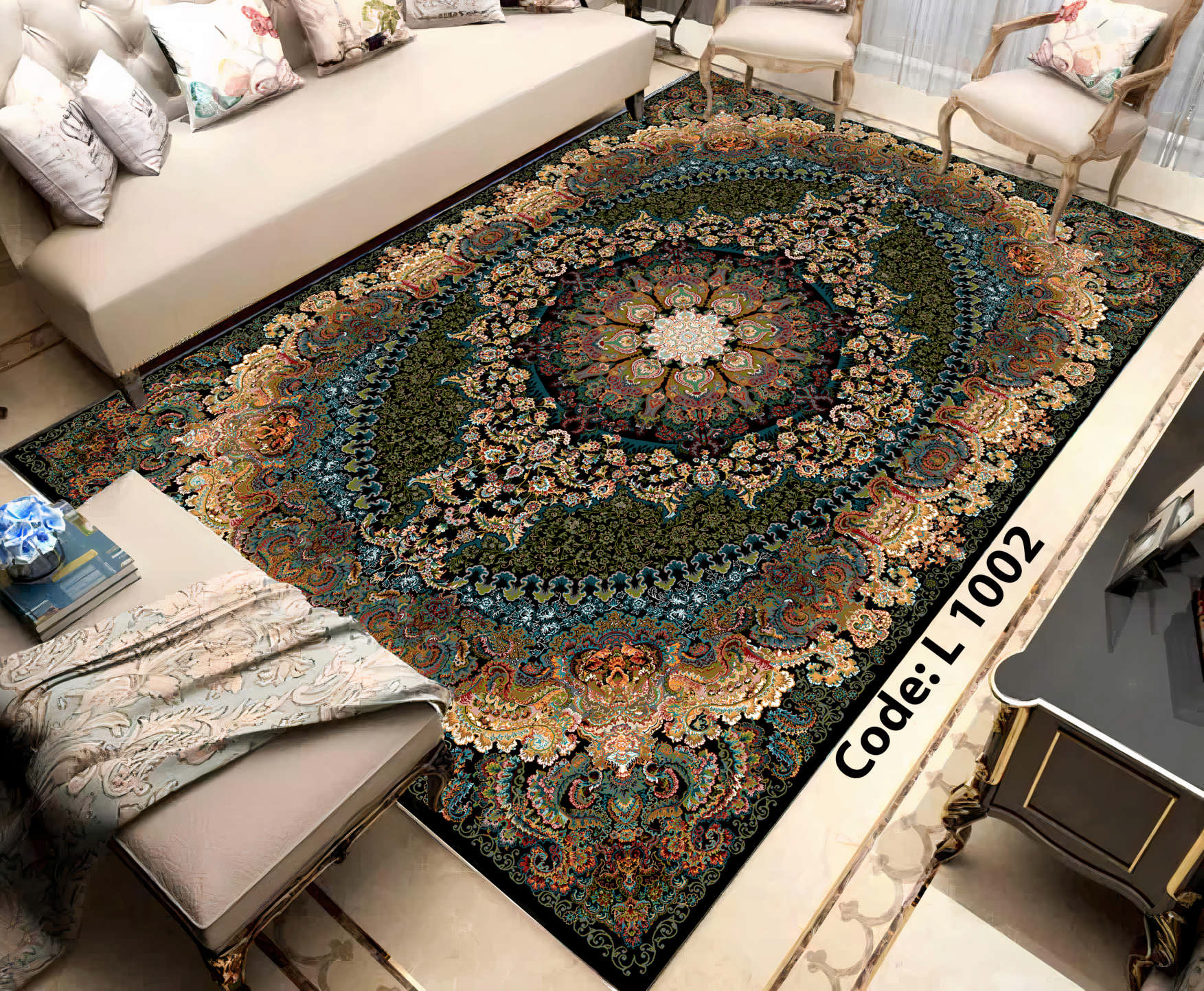 روفرشی کشدار (کاور فرش) و فرشینه و پادری کالای خواب متین کد L 1002