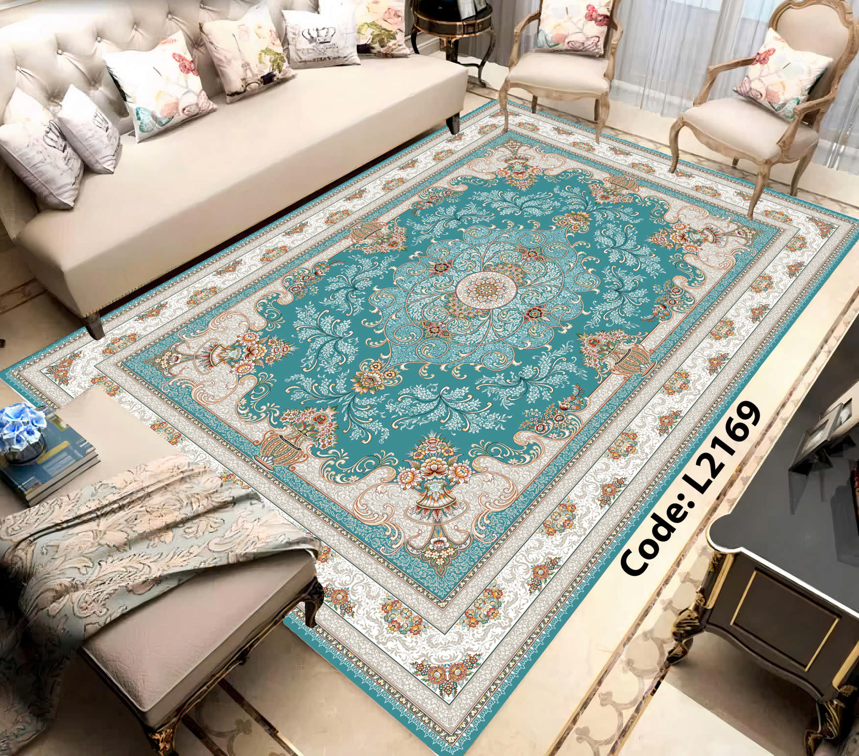روفرشی کشدار (کاور فرش) و فرشینه و پادری کالای خواب متین کد L 2169