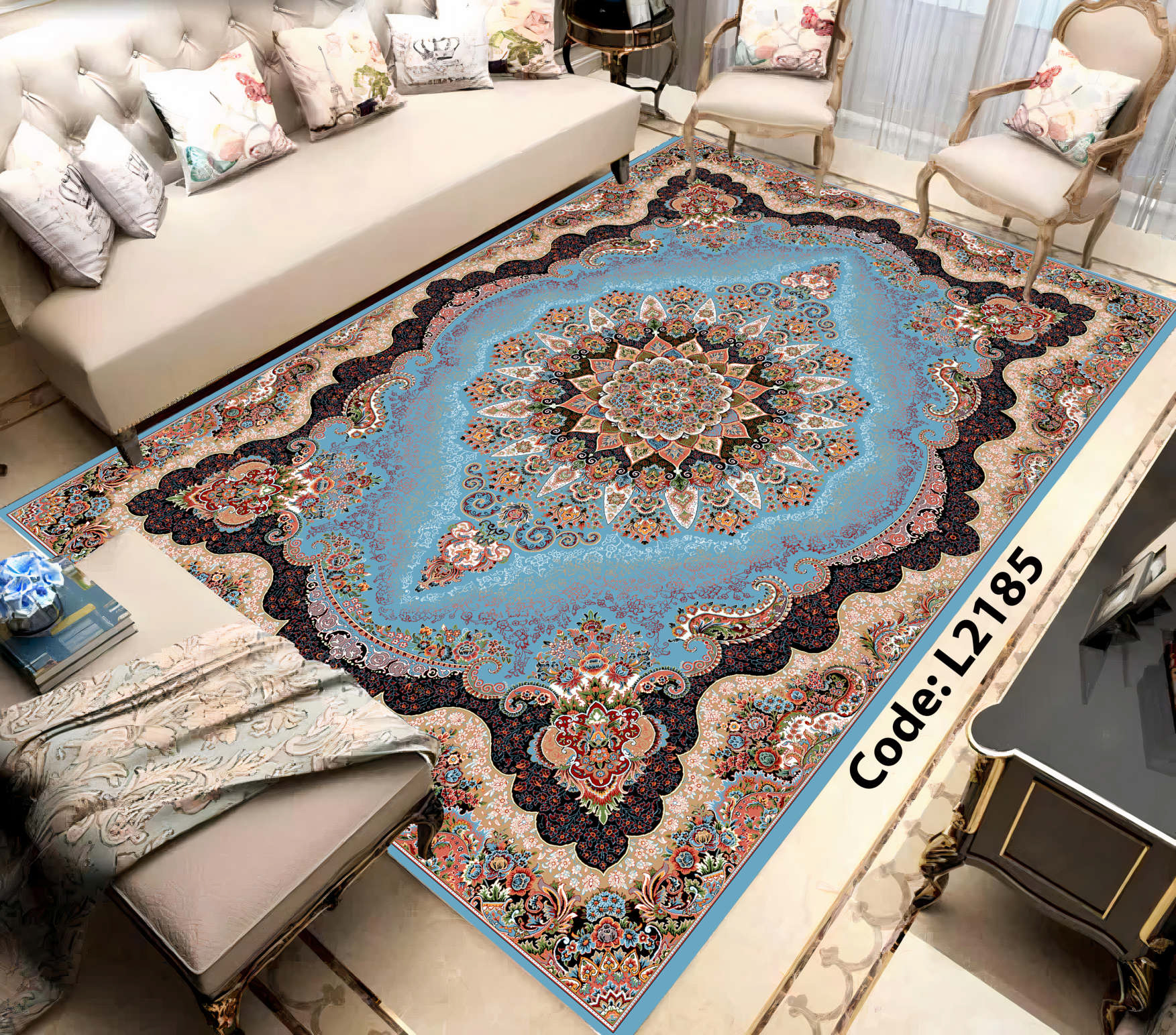 روفرشی کشدار (کاور فرش) و فرشینه و پادری کالای خواب متین کد L 2185