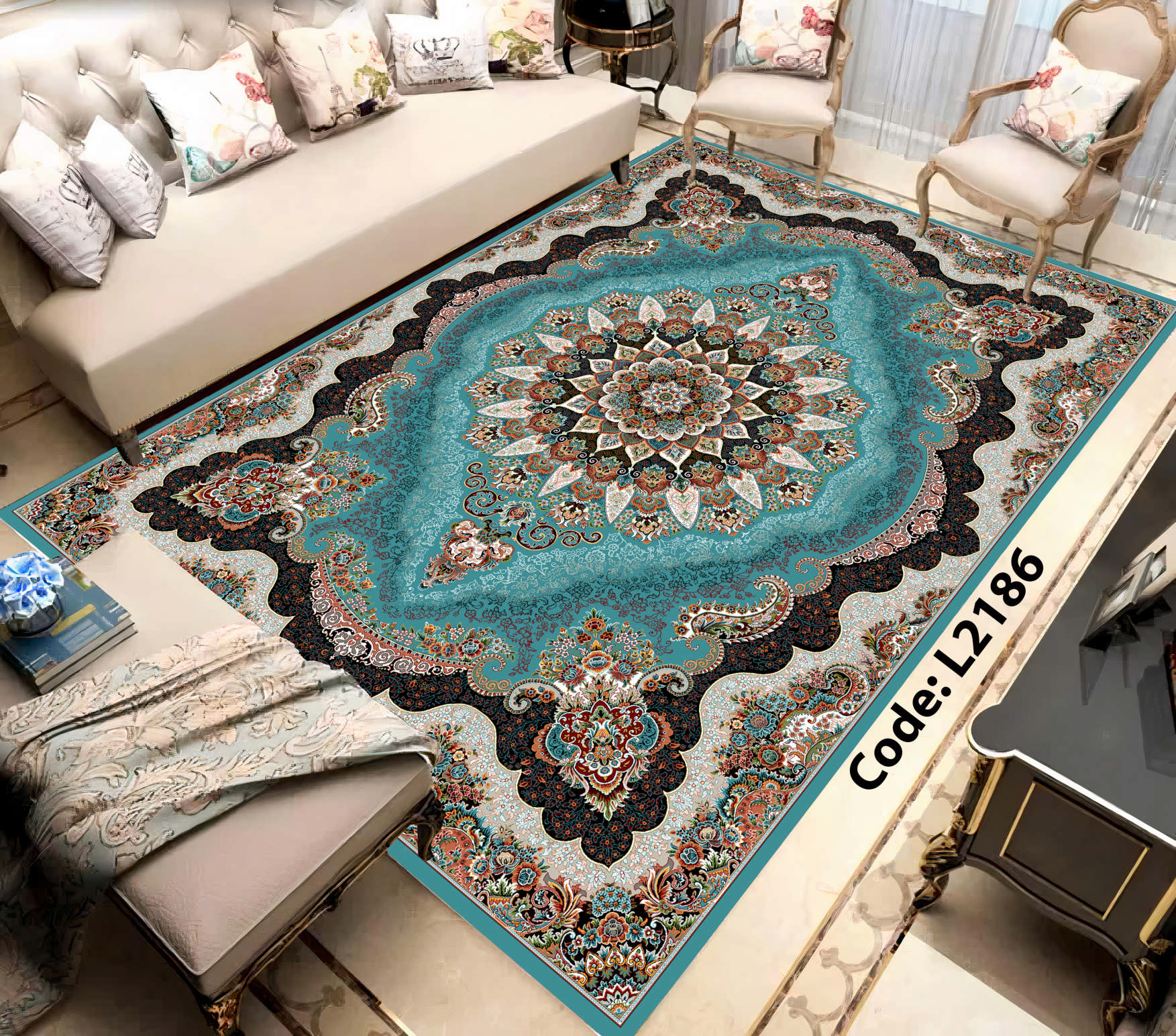 روفرشی کشدار (کاور فرش) و فرشینه و پادری کالای خواب متین کد L 2186
