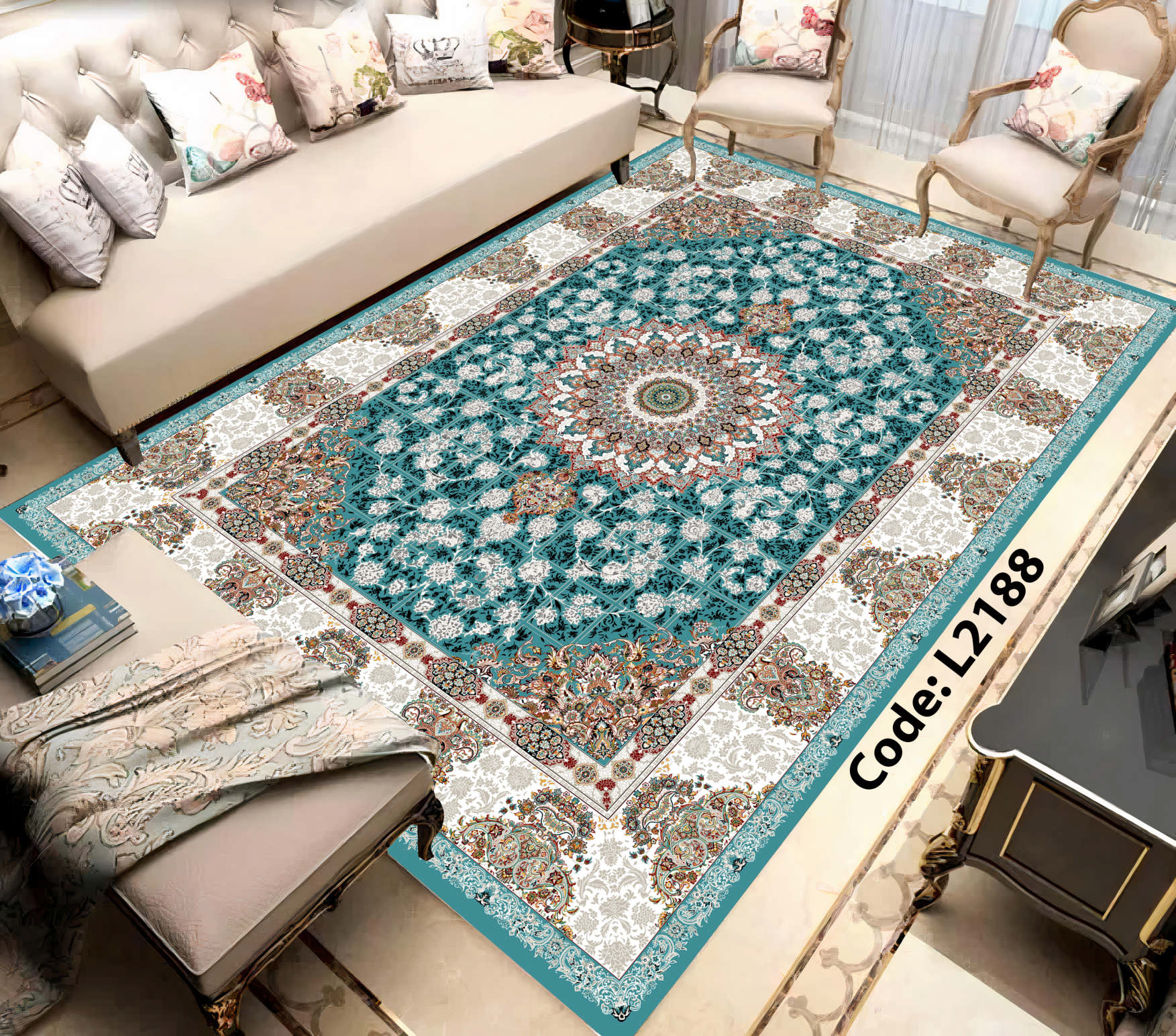 روفرشی کشدار (کاور فرش) و فرشینه و پادری کالای خواب متین کد L 2188