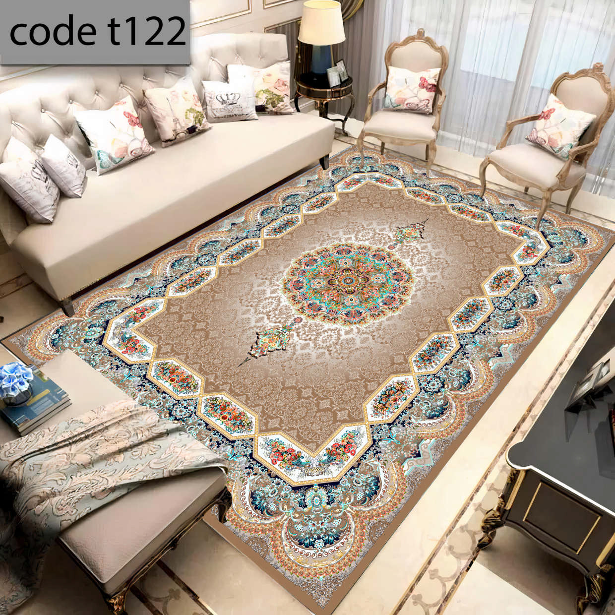 روفرشی کشدار (کاور فرش) و فرشینه و پادری کالای خواب متین کد t 122