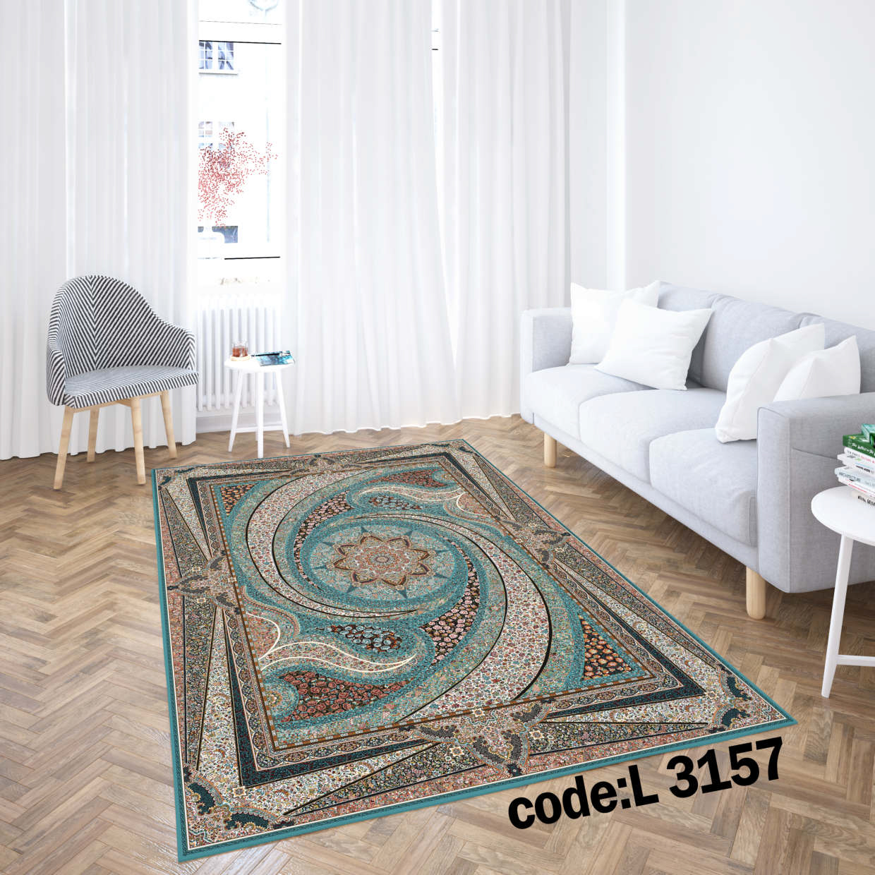 روفرشی کشدار (کاور فرش) و فرشینه و پادری کالای خواب متین کد L 3157