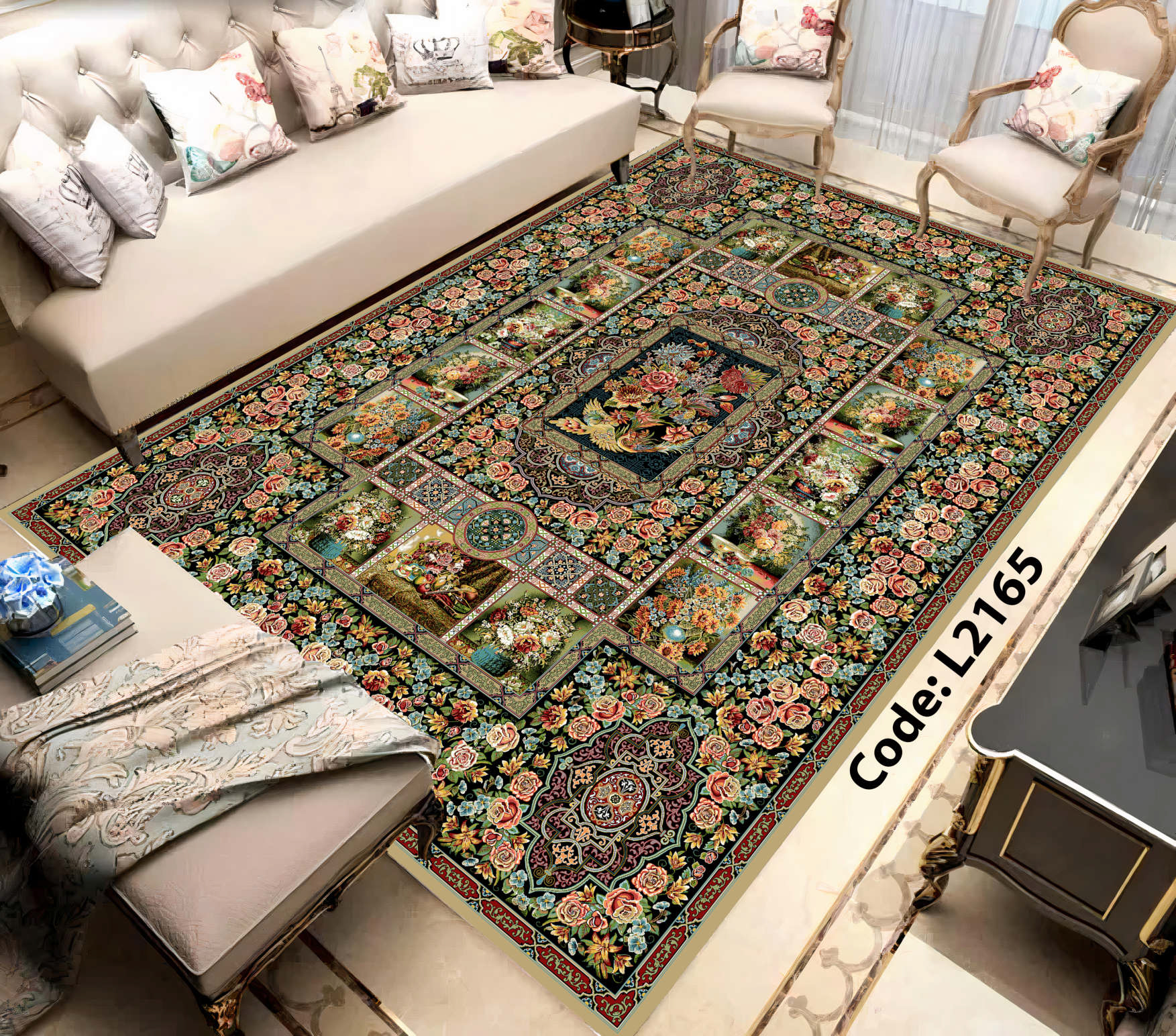 روفرشی کشدار (کاور فرش) و فرشینه و پادری کالای خواب متین کد L 2165