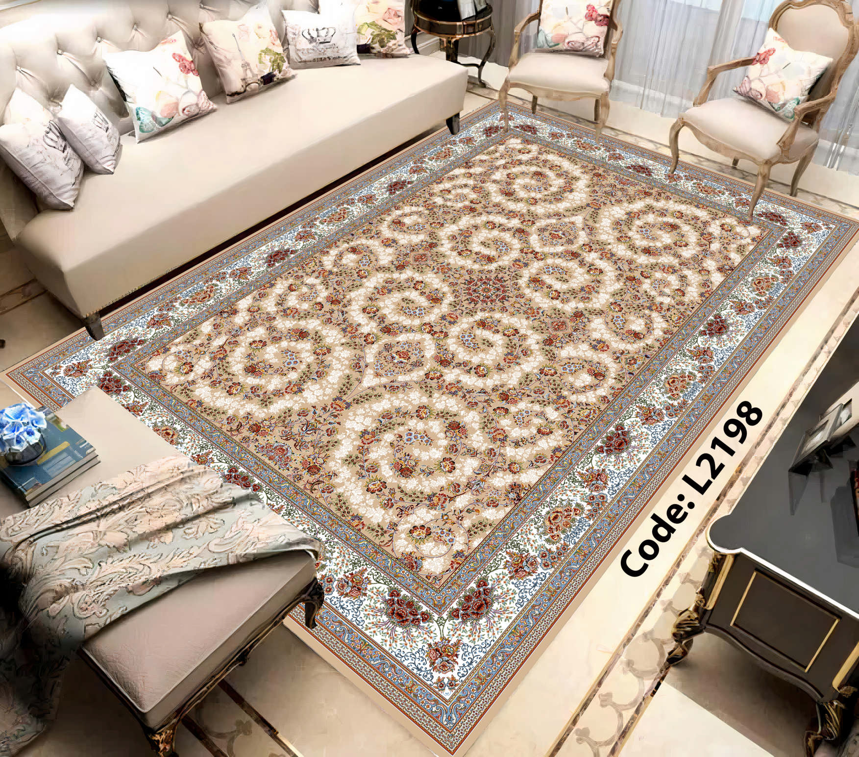 روفرشی کشدار (کاور فرش) و فرشینه و پادری کالای خواب متین کد L 2198