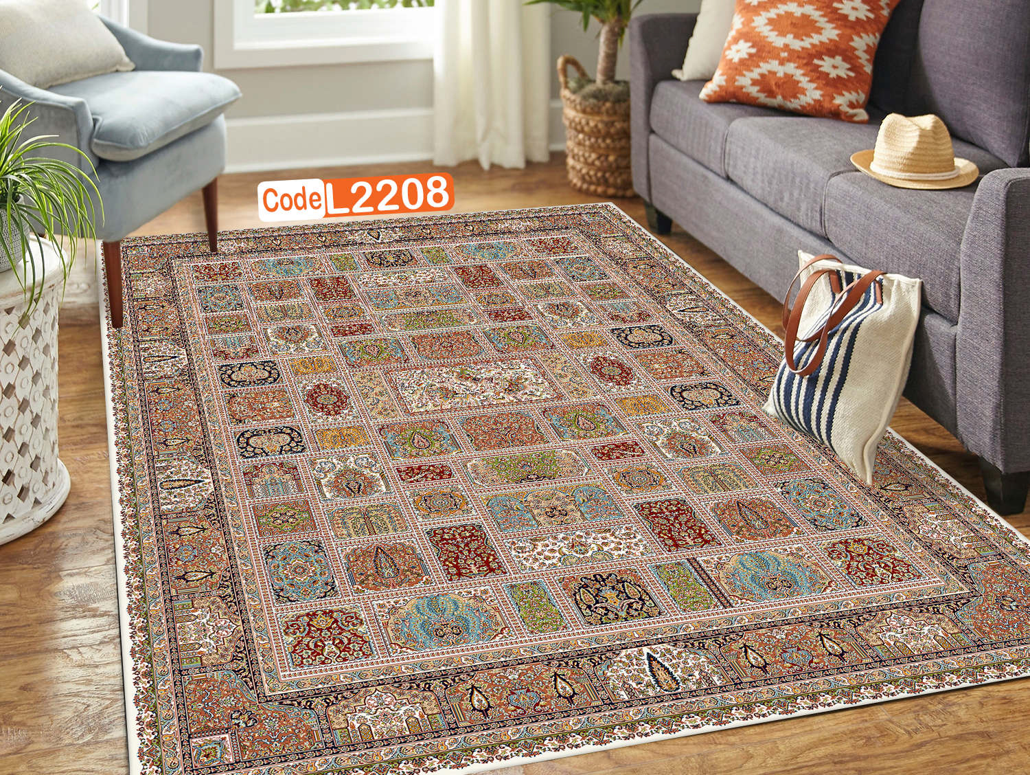 روفرشی کشدار (کاور فرش) و فرشینه و پادری کالای خواب متین کد L 2208