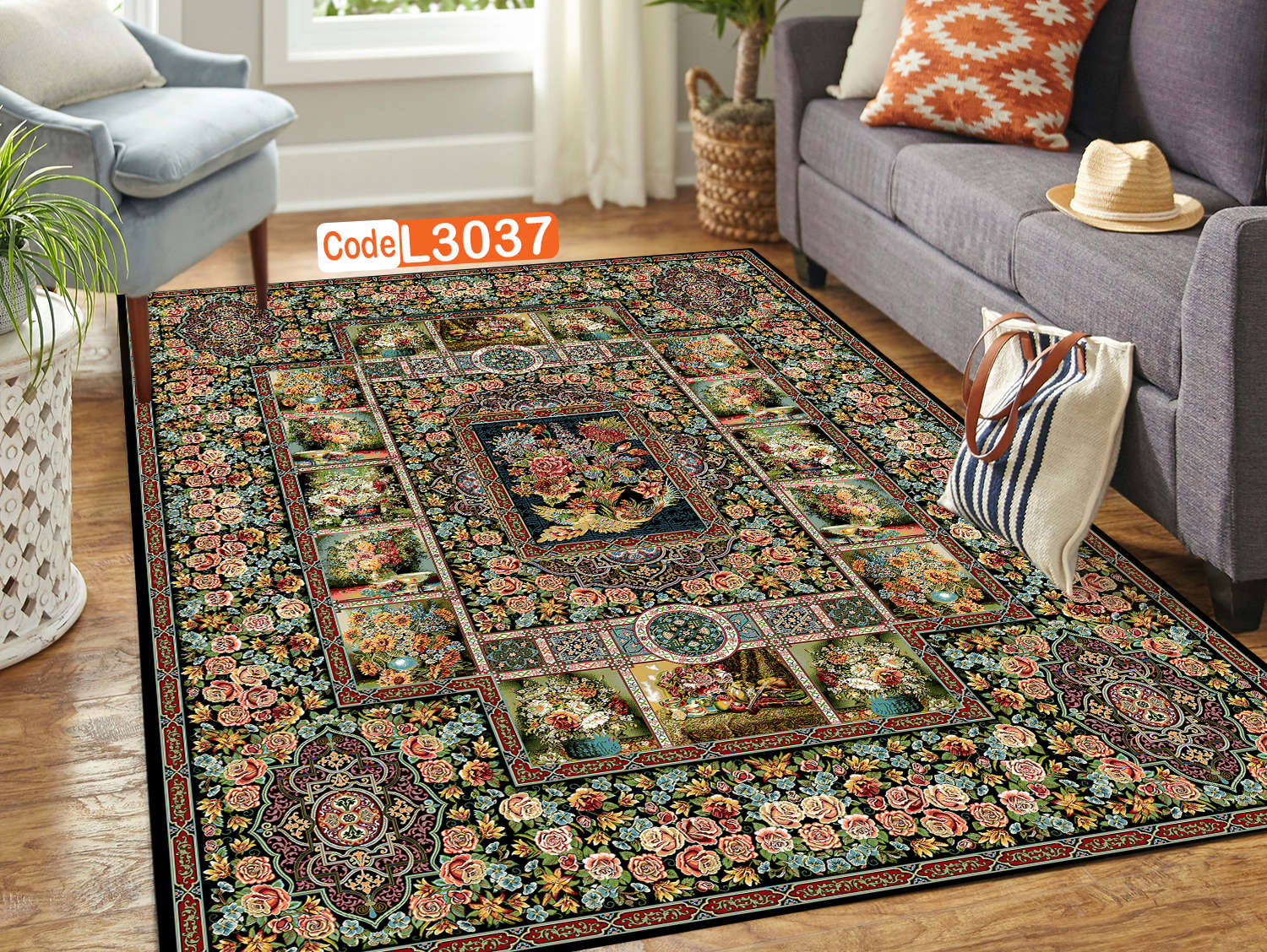 روفرشی کشدار (کاور فرش) و فرشینه و پادری کالای خواب متین کد L 3037