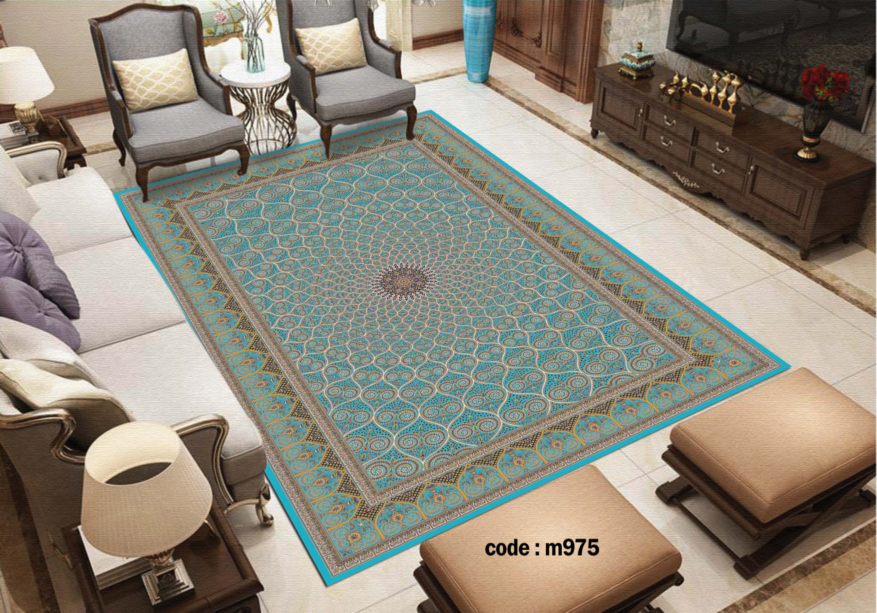 روفرشی کشدار (کاور فرش) و فرشینه و پادری کالای خواب متین کد m975
