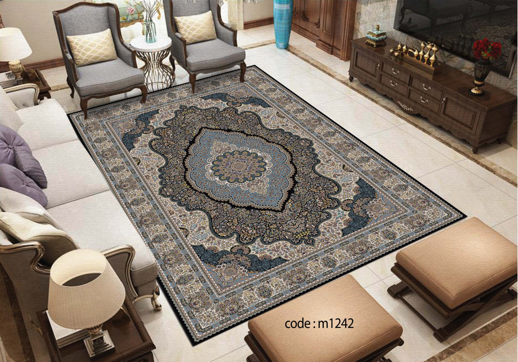 روفرشی کشدار (کاور فرش) و فرشینه و پادری کالای خواب متین کد m1242
